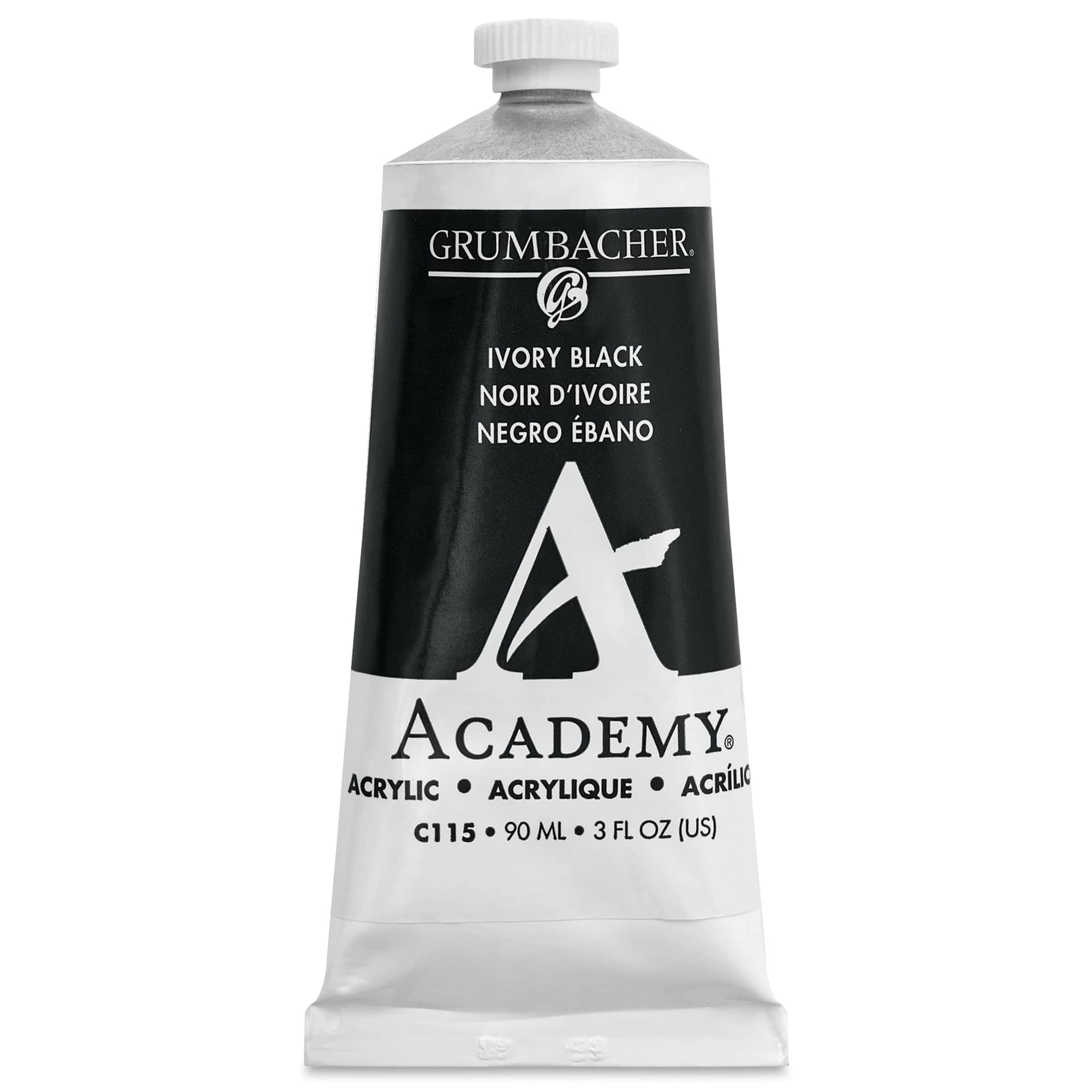 Grumbacher Academy Acrylic - Ivory Black, 90 ml tube