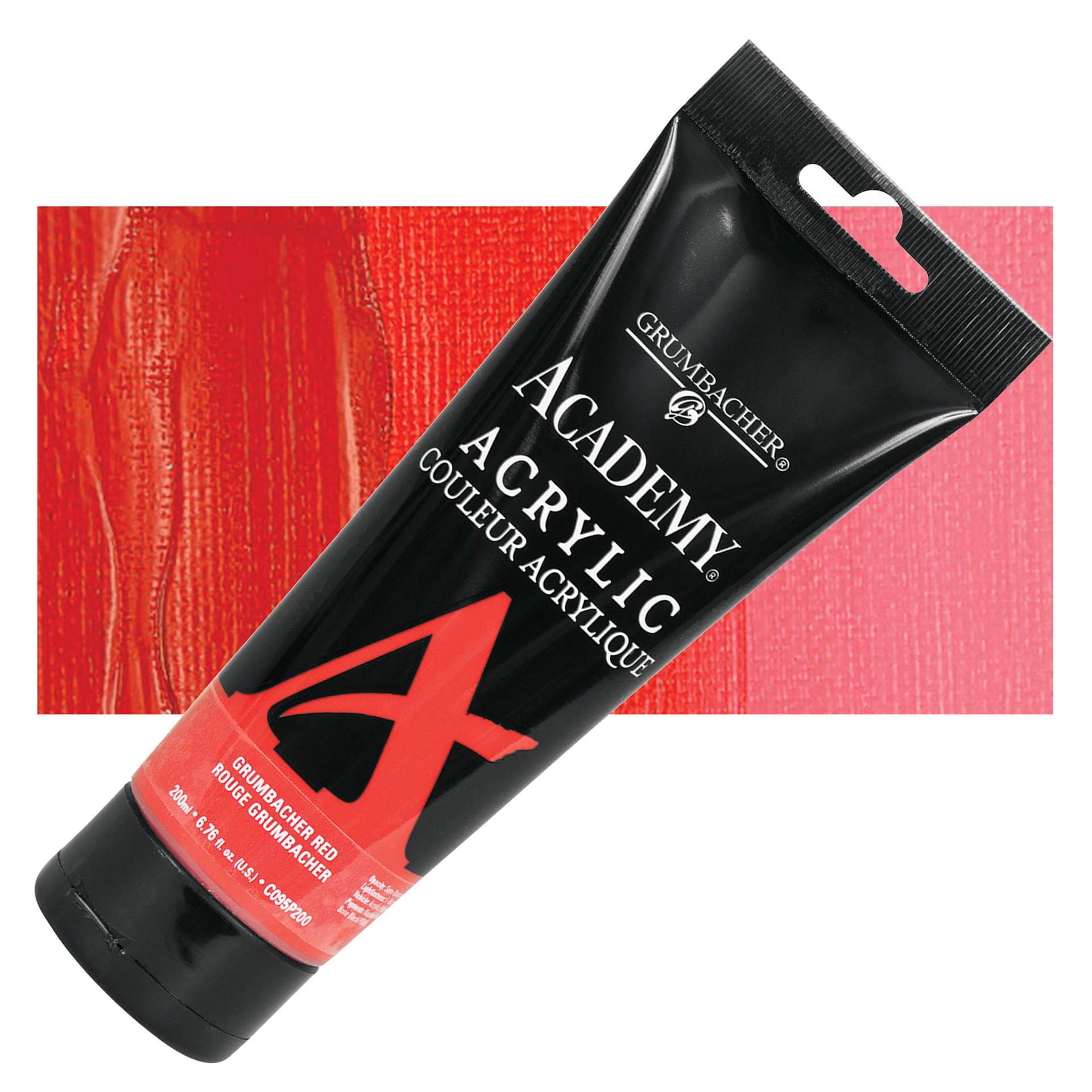 Grumbacher Academy Acrylic - Grumbacher Red, 200 ml tube and swatch