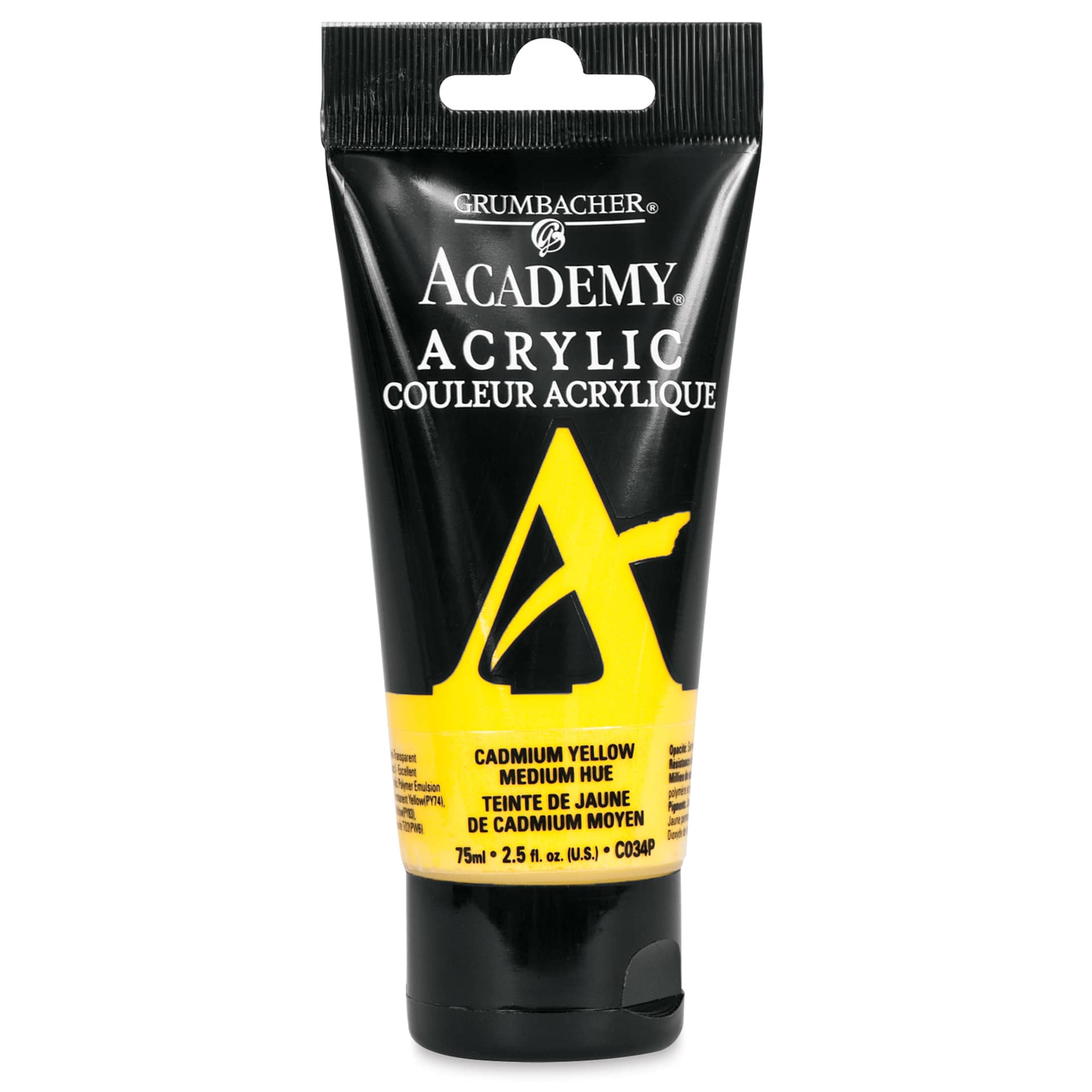 Grumbacher Academy Acrylic - Cadmium Yellow Medium Hue, 75 ml tube