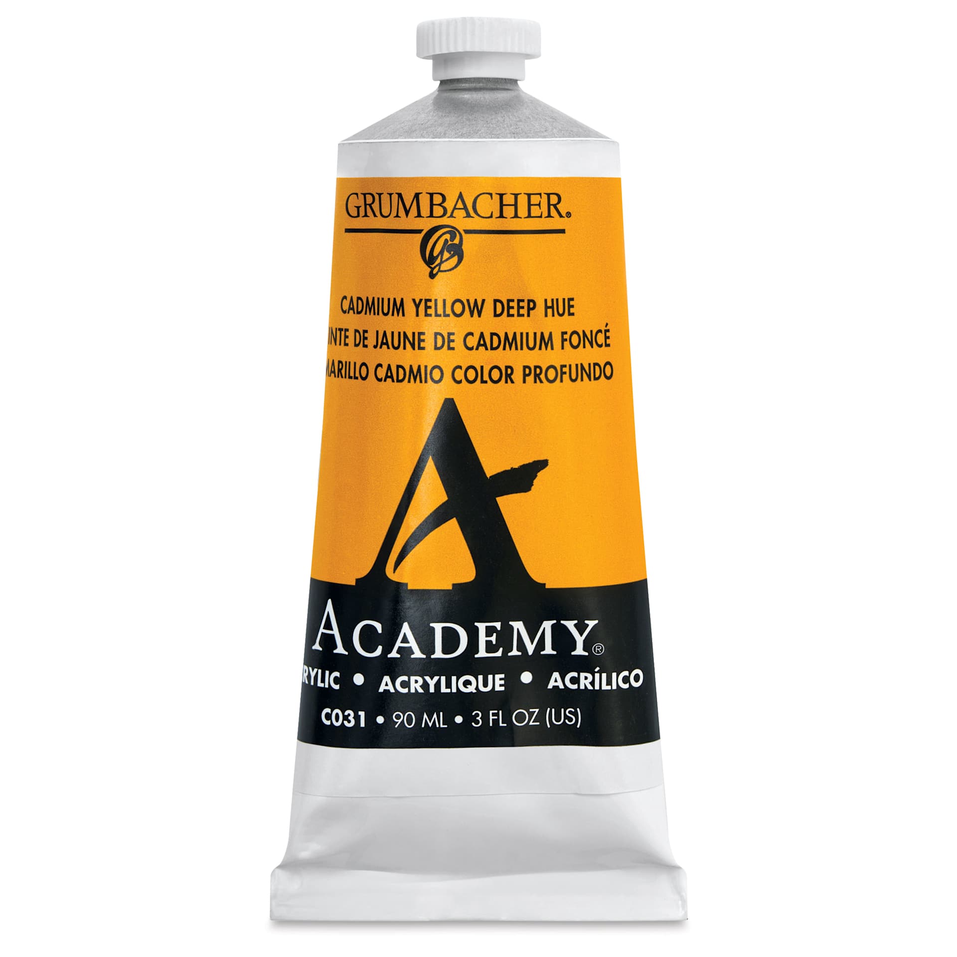 Grumbacher Academy Acrylic - Cadmium Yellow Deep Hue, 90 ml tube