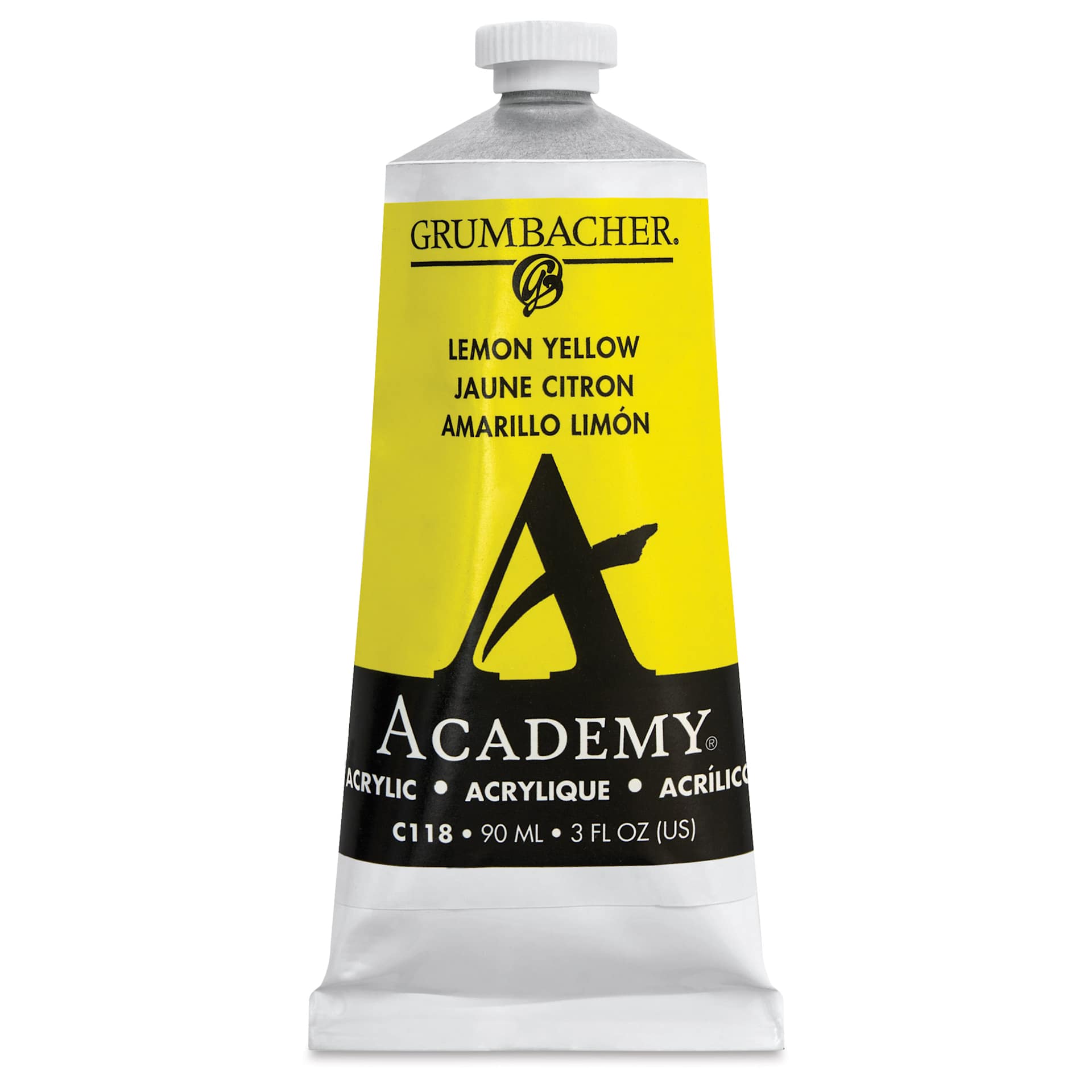 Grumbacher Academy Acrylic - Lemon Yellow, 90 ml tube