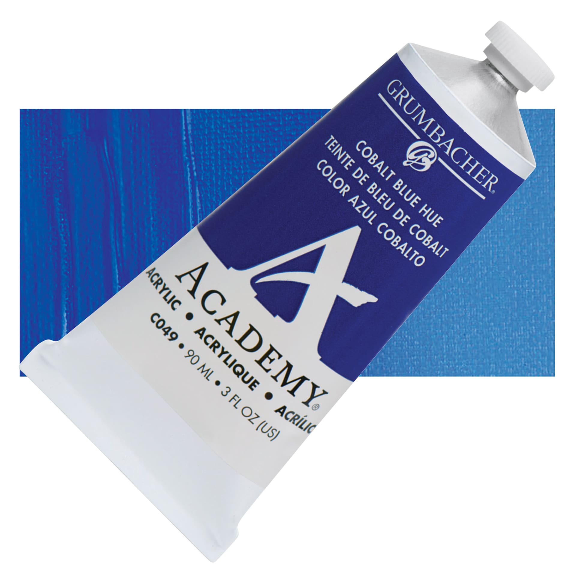 Grumbacher Academy Acrylic - Cobalt Blue Hue, 90 ml tube and swatch