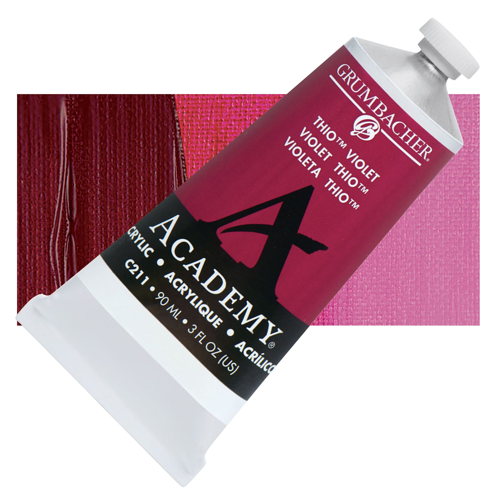 Grumbacher Academy Acrylic - Thio Violet, 90 ml tube and swatch