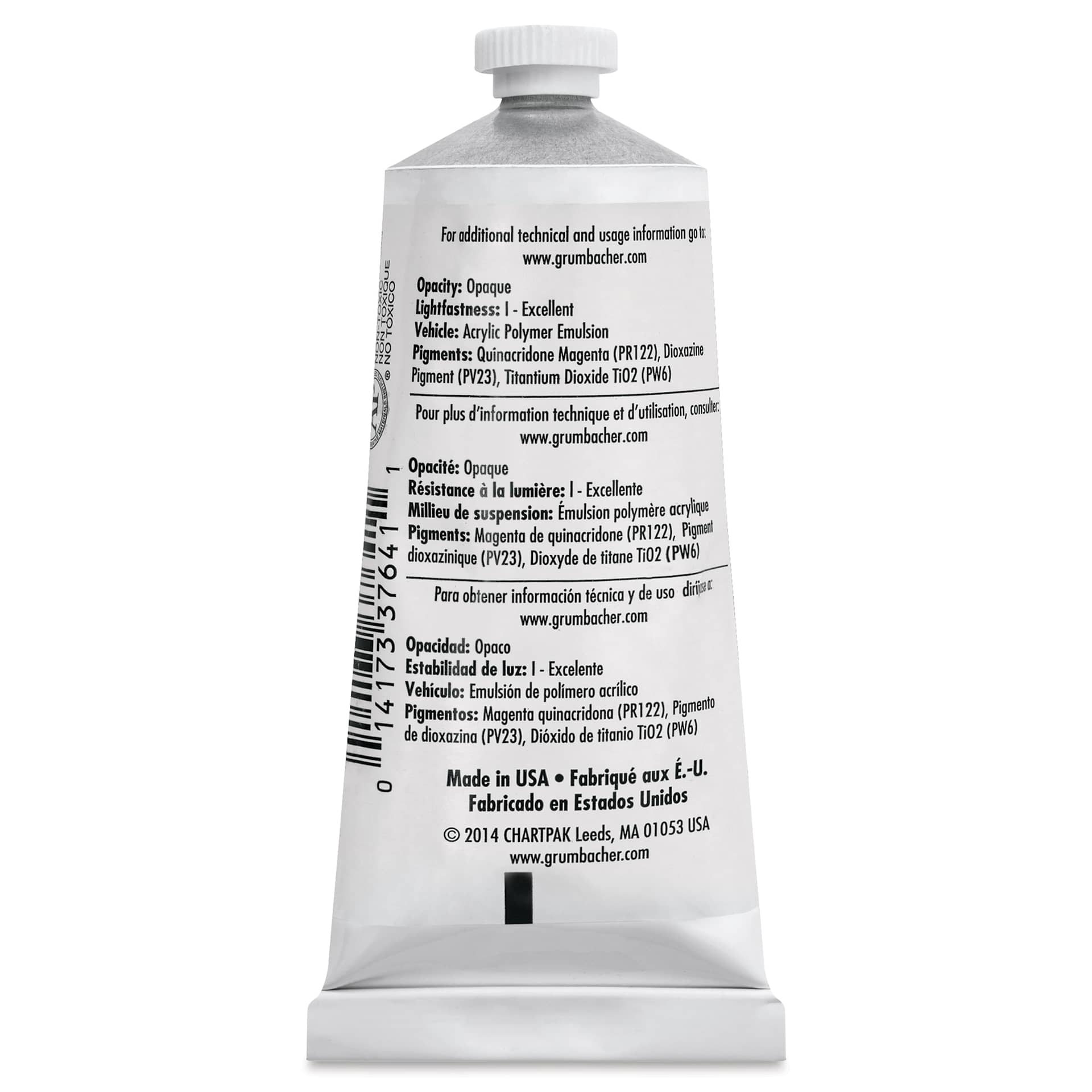Grumbacher Academy Acrylic - Deep Violet, 90 ml tube back