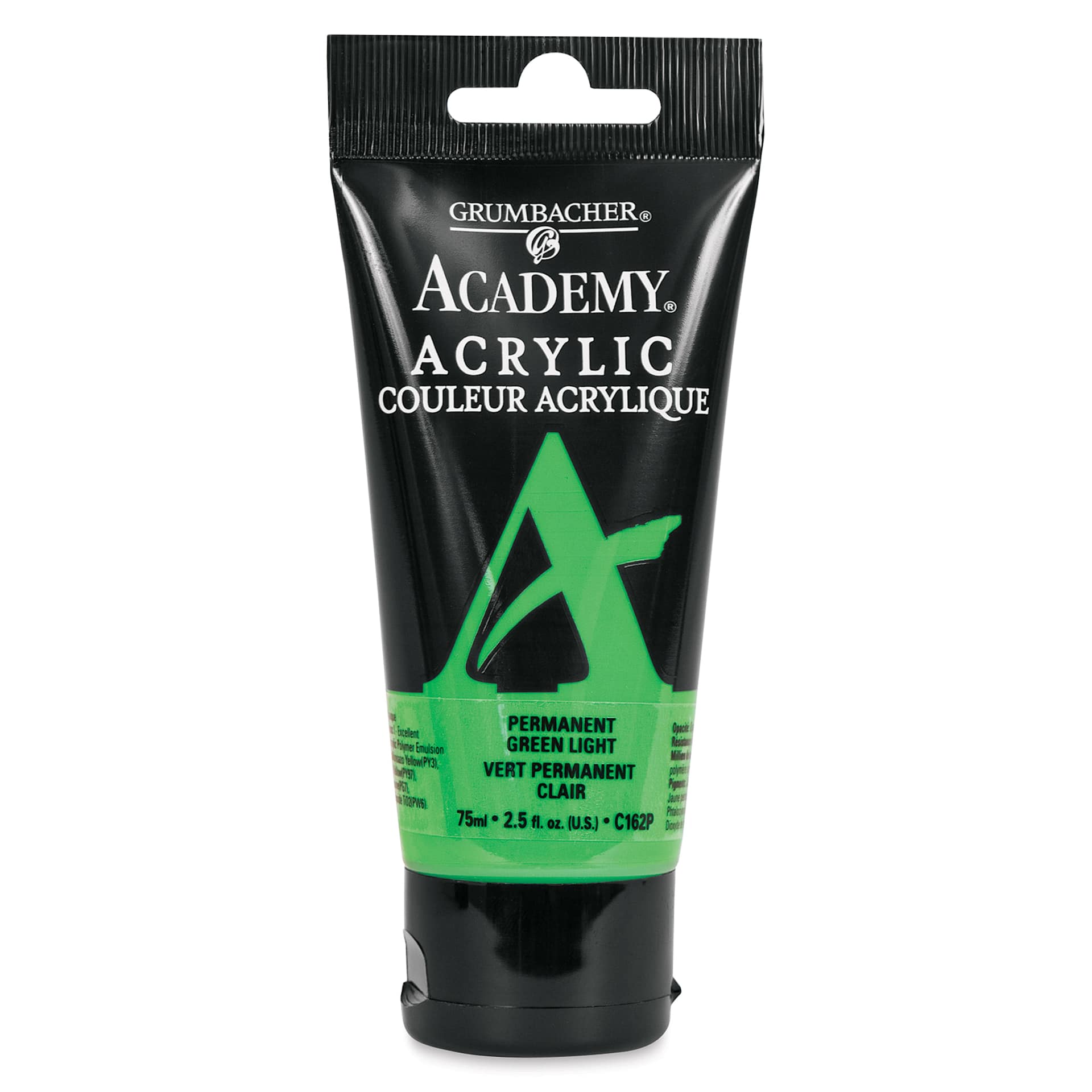 Grumbacher Academy Acrylic - Permanent Green Light, 75 ml tube