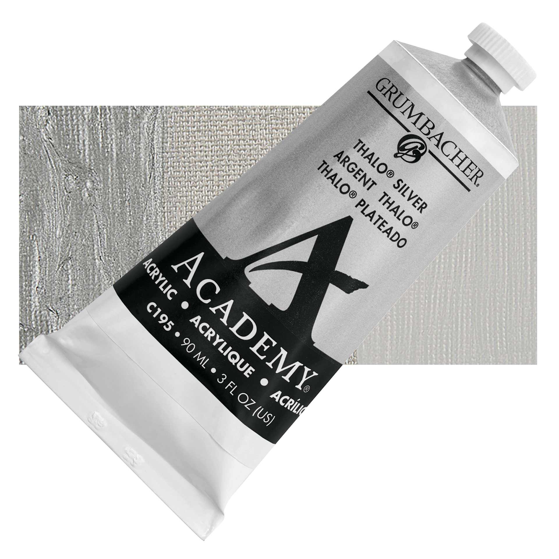 Grumbacher Academy Acrylic - Thalo Silver - tube and swatch
