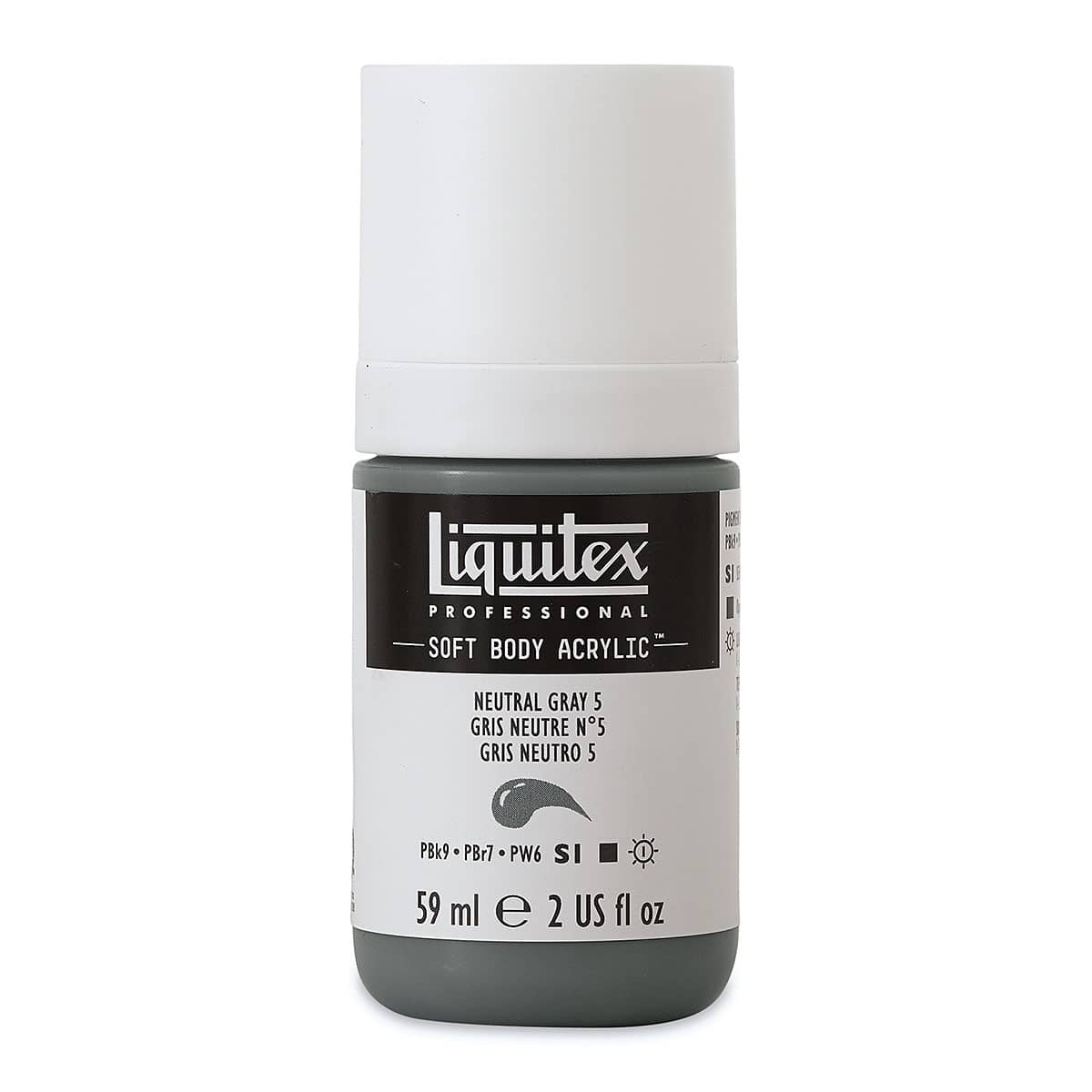 Liquitex Soft Body Artist Acrylics - Neutral Gray 5, 59 ml bottle