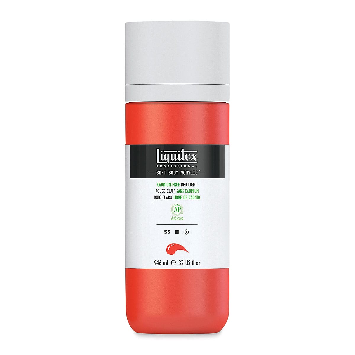 Liquitex Soft Body Artist Acrylics - Cadmium-Free Red Light, 946 ml