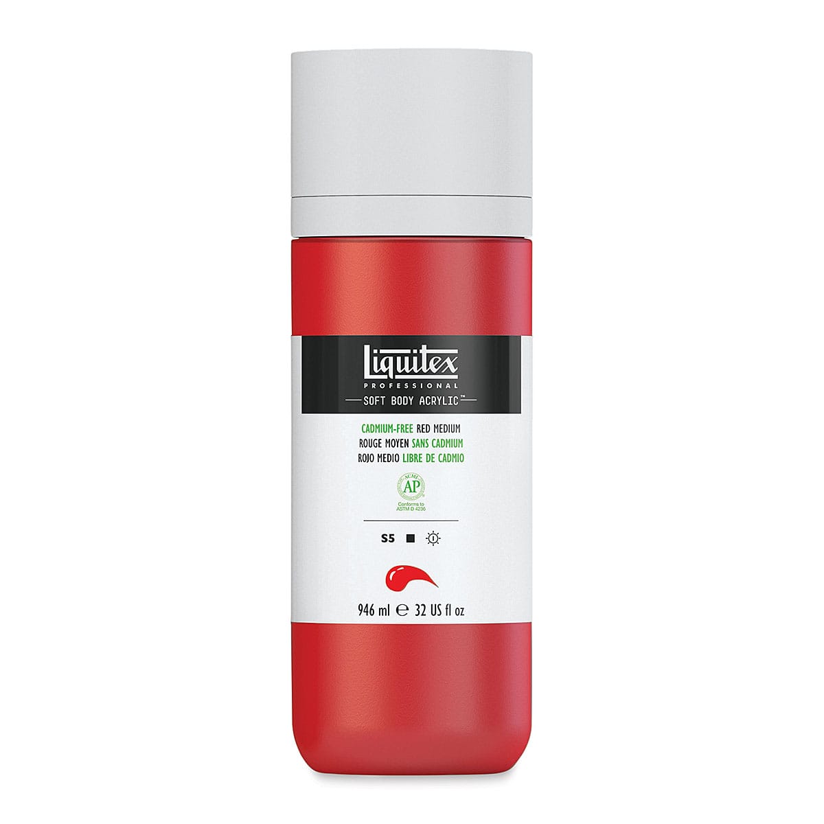 Liquitex Soft Body Artist Acrylics - Cadmium-Free Red Medium, 946 ml