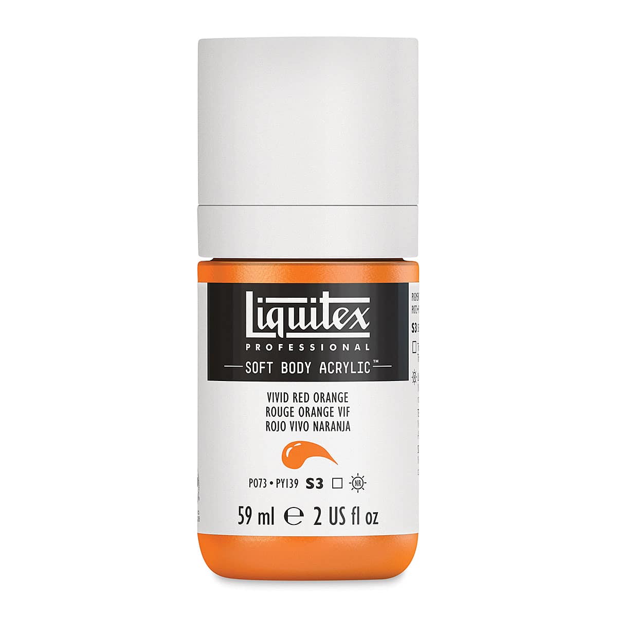 Liquitex Soft Body Artist Acrylics - Vivid Red Orange, 59 ml bottle