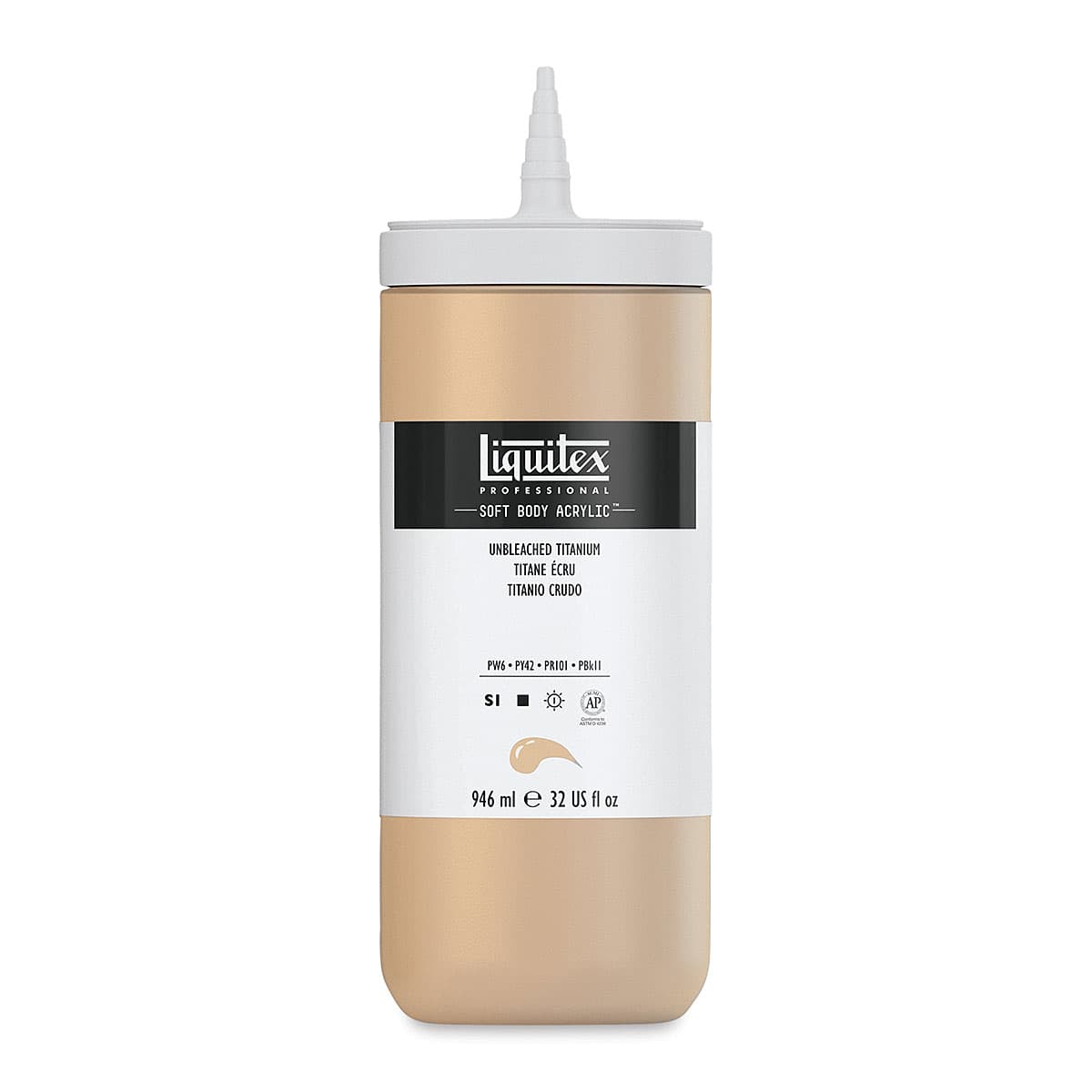 Liquitex Soft Body Artist Acrylics - Unbleached Titanium, 946 ml