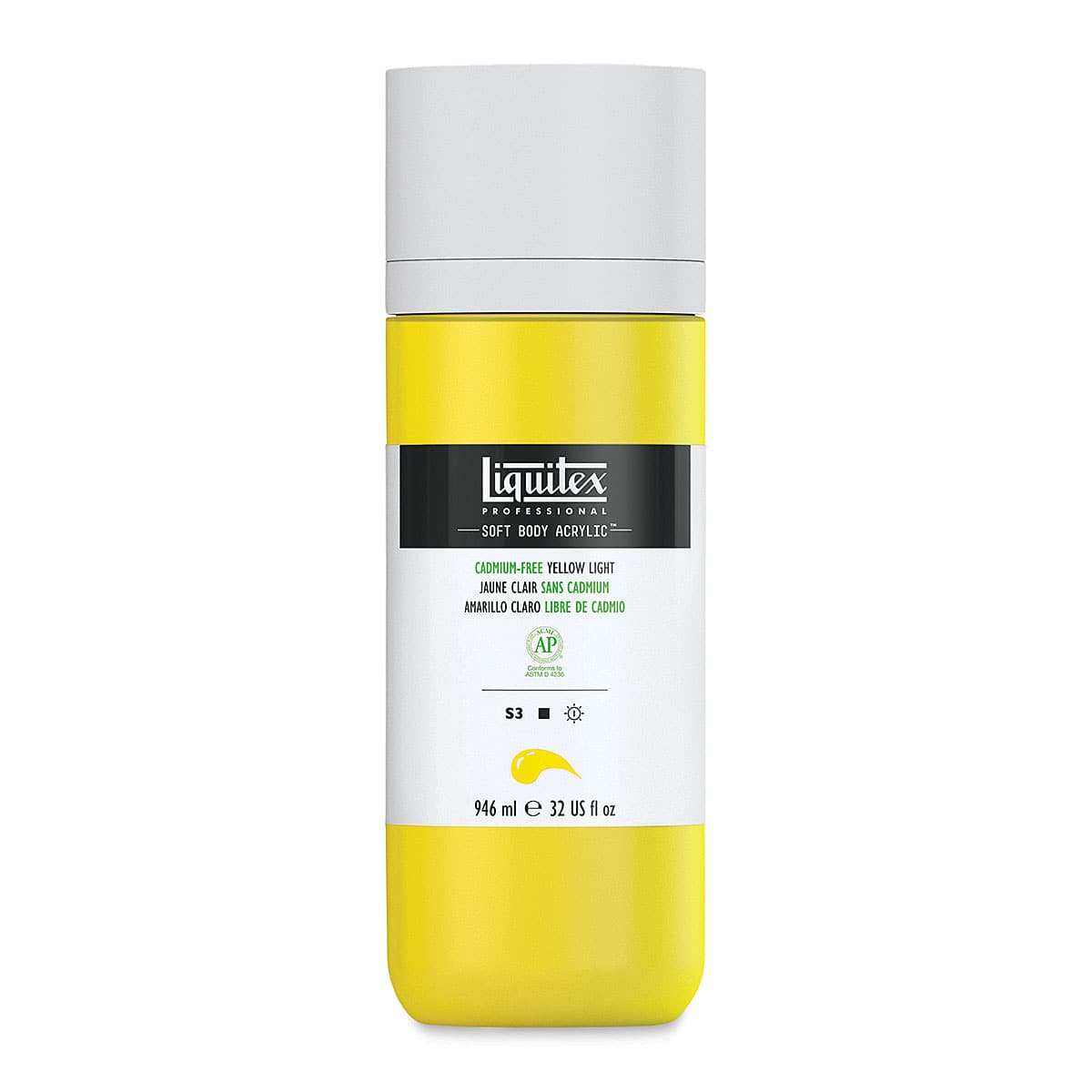 Liquitex Soft Body Artist Acrylics - Cadmium-Free Yellow Light, 946 ml