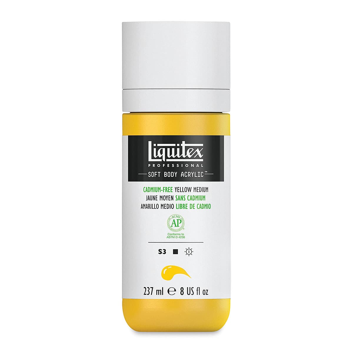 Liquitex Soft Body Artist Acrylics - Cadmium-Free Yellow Medium, 237 ml