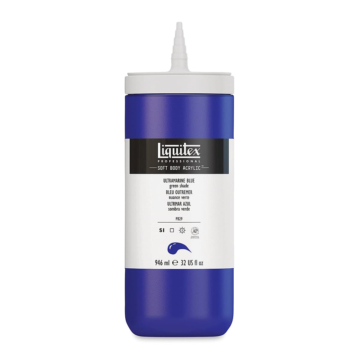 Liquitex Soft Body Artist Acrylics - Ultramarine Blue (Green Shade), 946 ml