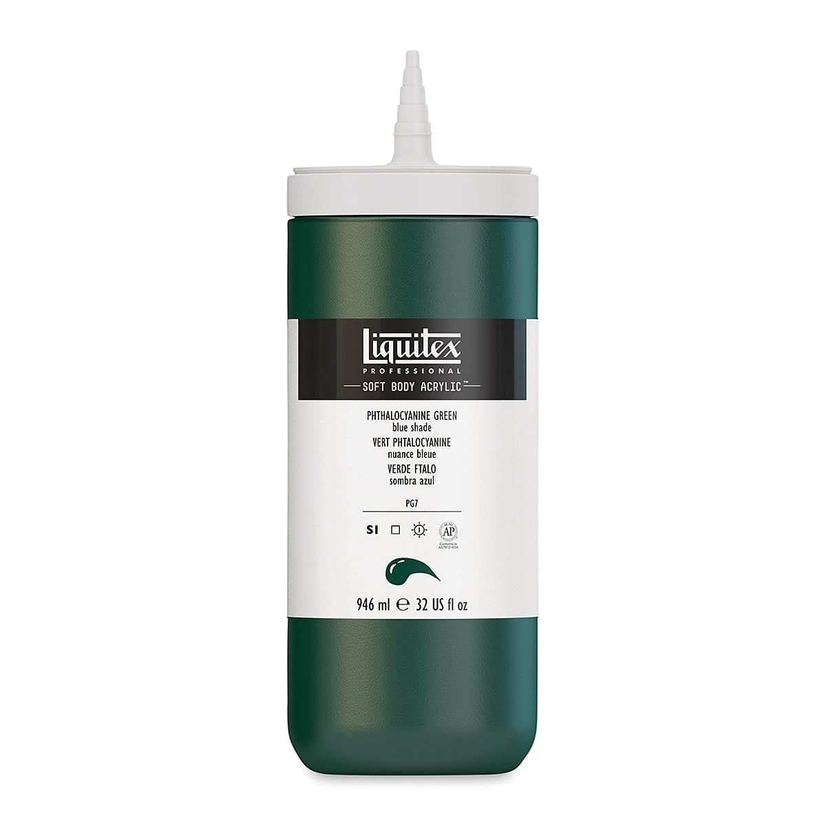 Liquitex Soft Body Artist Acrylics - Phthalo Green (Blue Shade), 946 ml