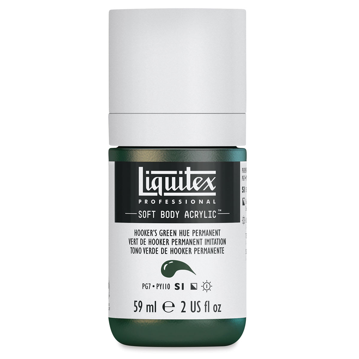 Liquitex Soft Body Artist Acrylics - Hooker's Green Hue Permanent, 59 ml bottle