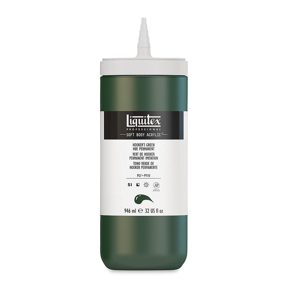 Liquitex Soft Body Artist Acrylics - Hooker's Green Hue Permanent, 946 ml