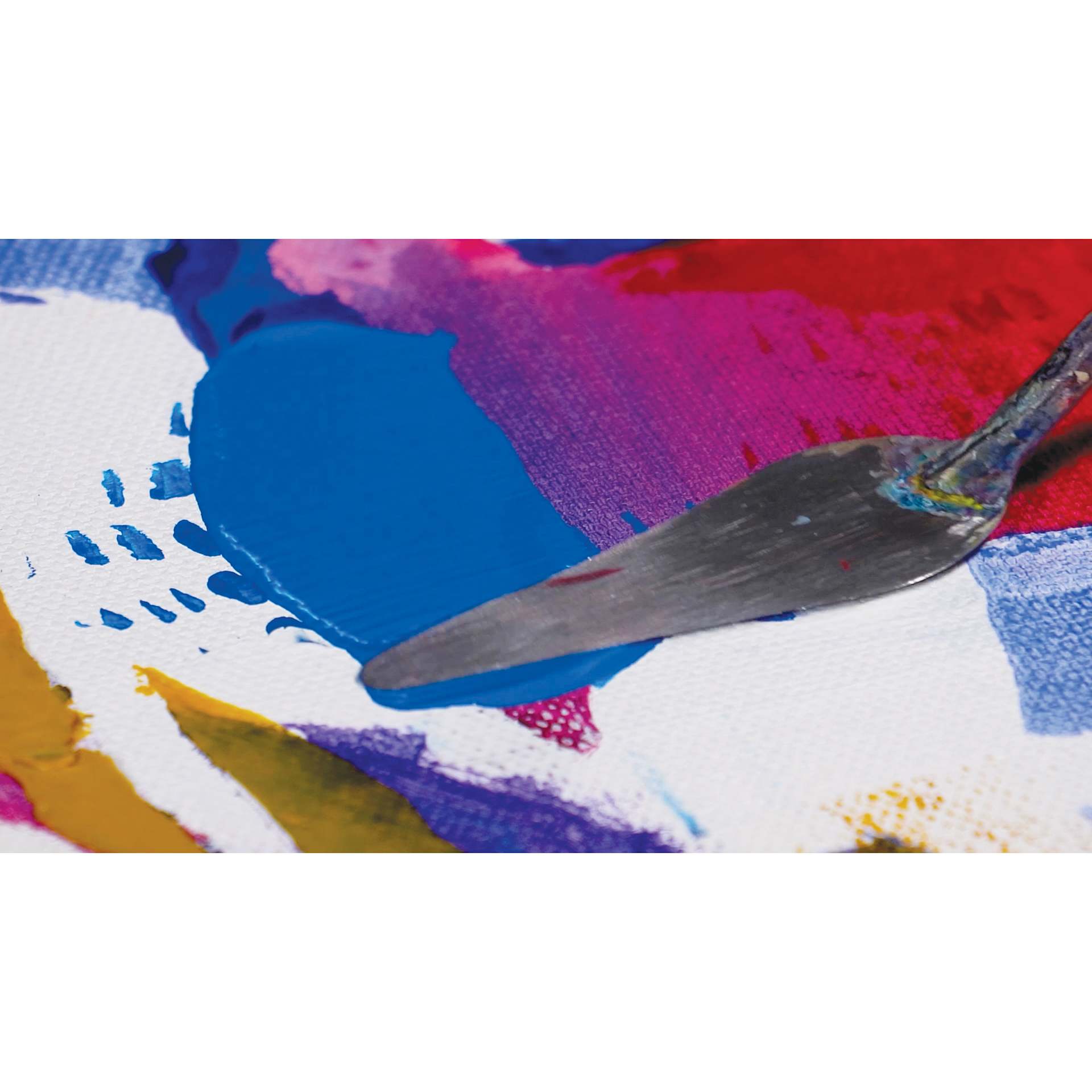 Liquitex Professional Soft Body Acrylic Paints and Sets, painting knife applying blue paint on canvas