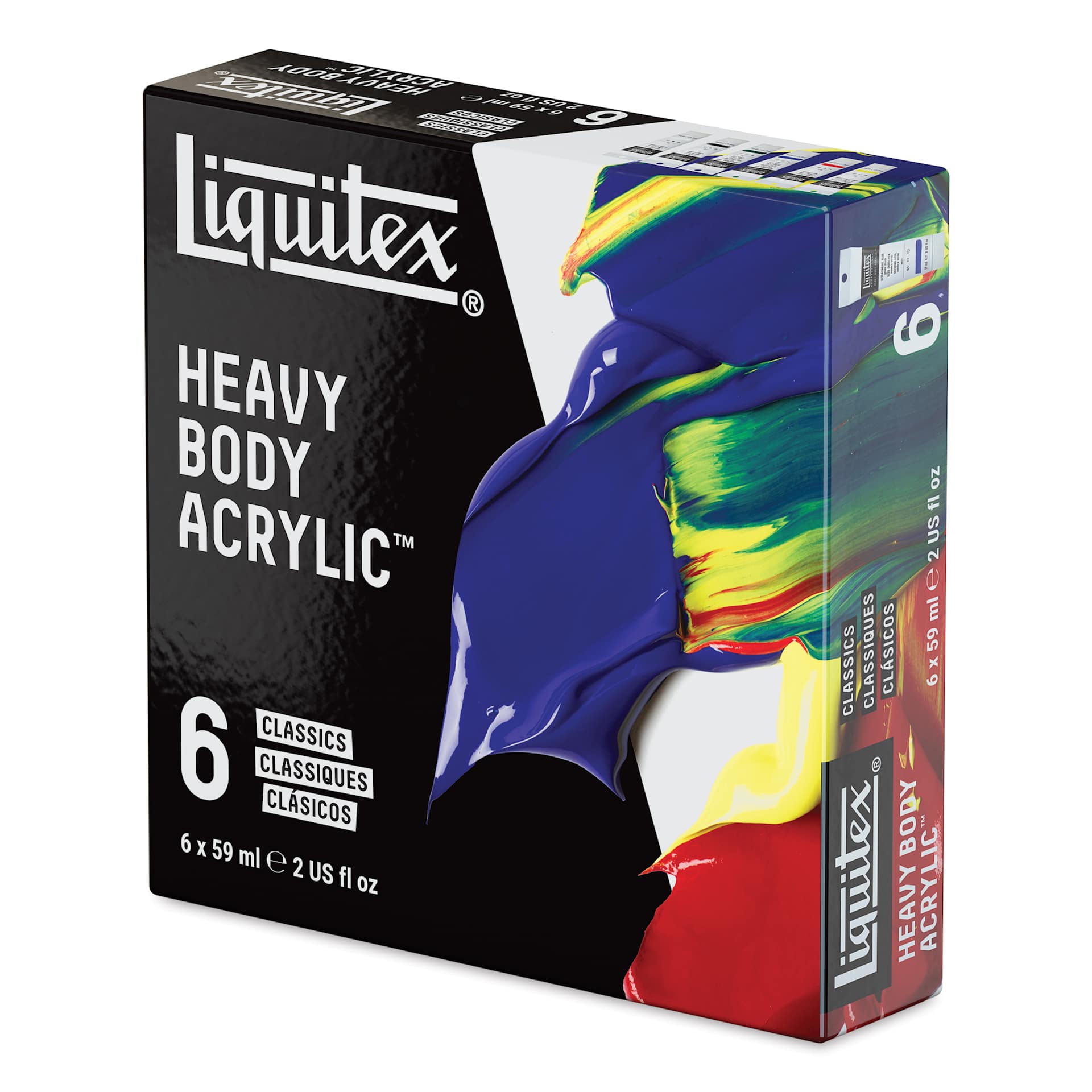 Liquitex Professional Heavy Body Acrylics - Set of 6, Classic Colors, 59 ml, packaging