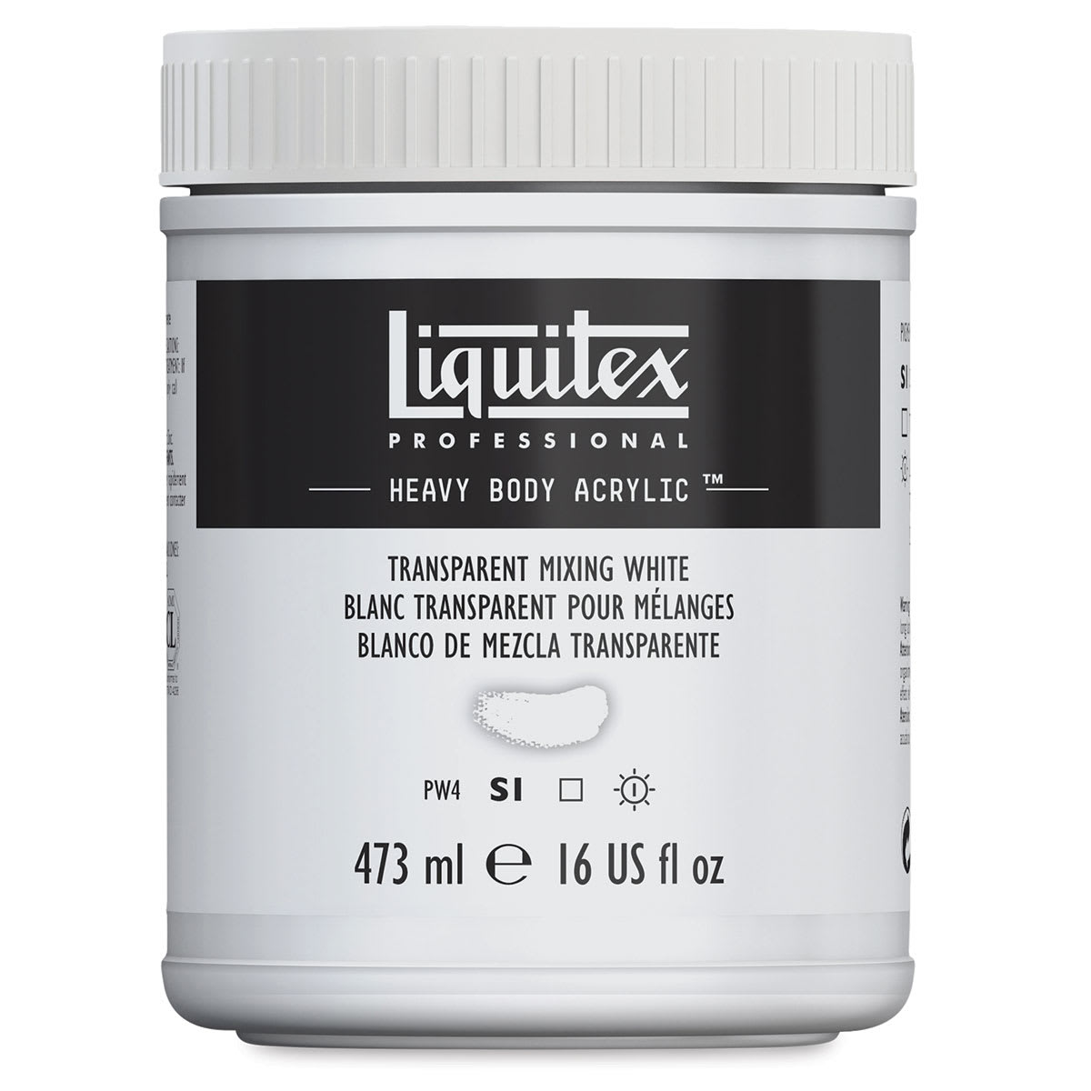 Liquitex Heavy Body Artist Acrylics - Transparent Mixing White, 16 oz Jar