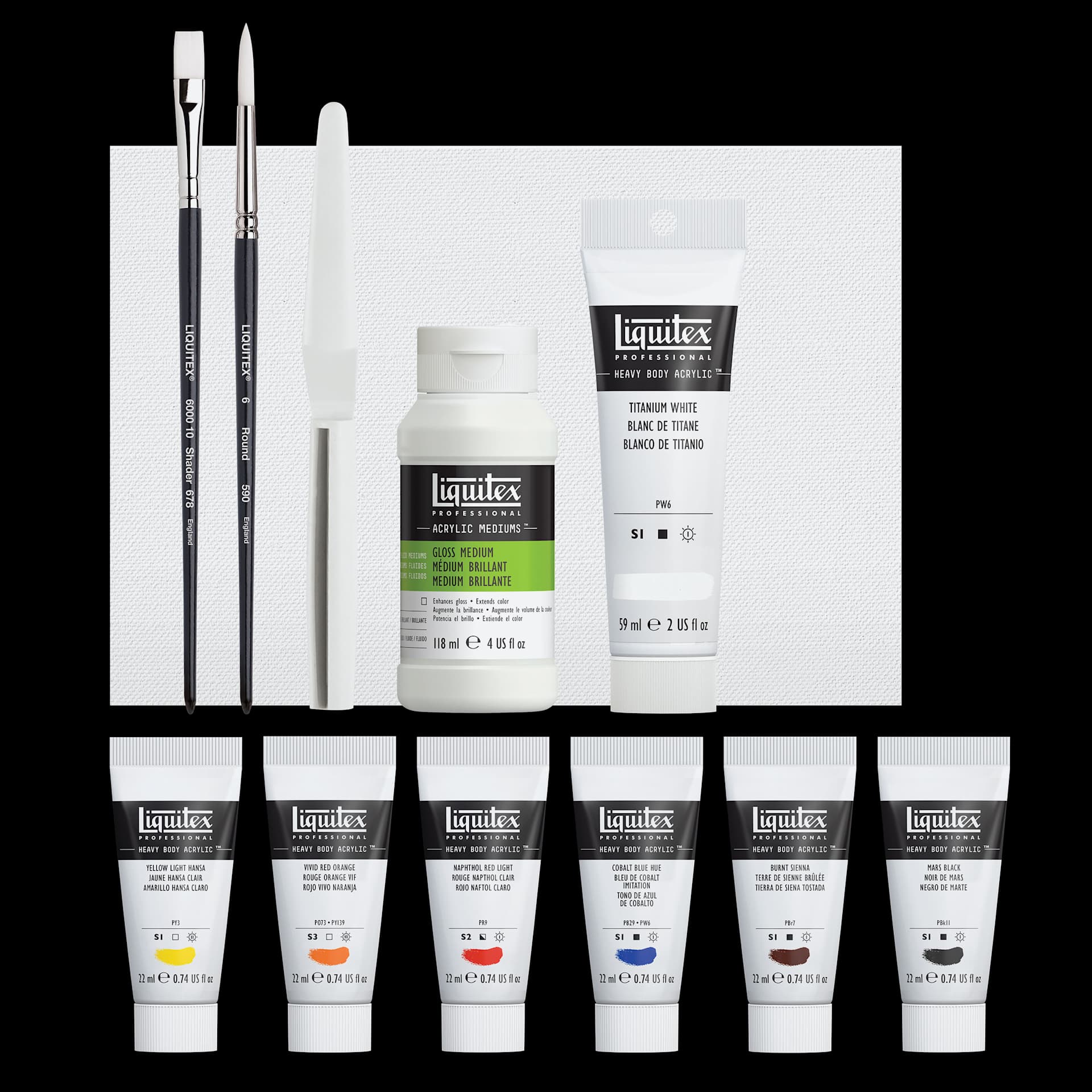 Liquitex Professional Heavy Body Acrylics - Set of 12, Pro Starter Set, 22 ml, set contents