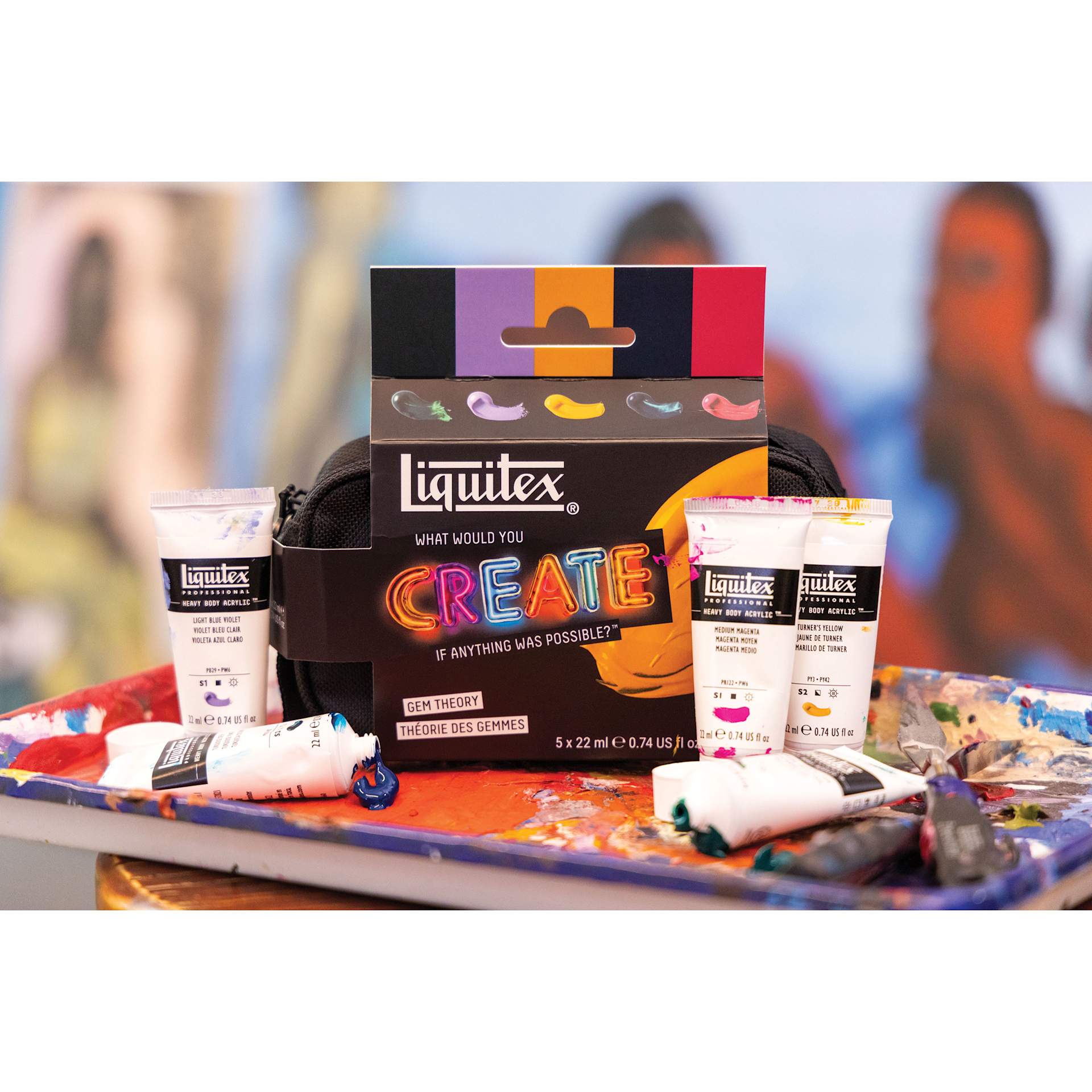 Liquitex Professional Heavy Body Acrylics - Set of 5, WWYC Gem Theory, 22 ml Tubes on a palette