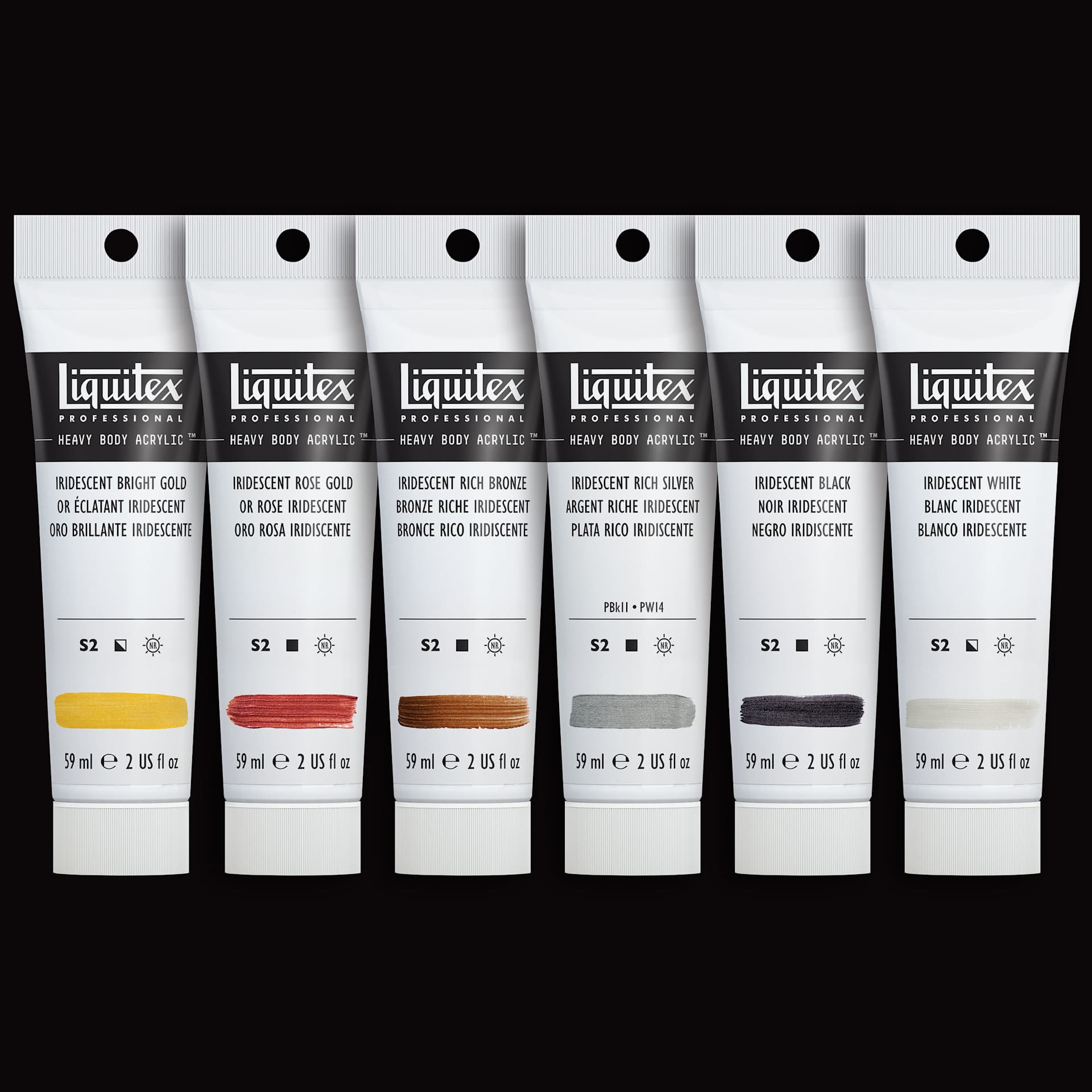 Liquitex Professional Heavy Body Acrylics - Set of 6, Iridescent Colors, 59 ml, set contents