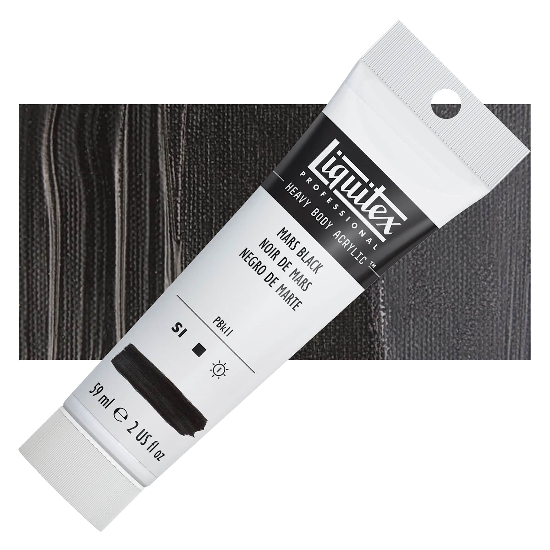 Liquitex Heavy Body Artist Acrylic - Mars Black, 2 oz Tube and swatch