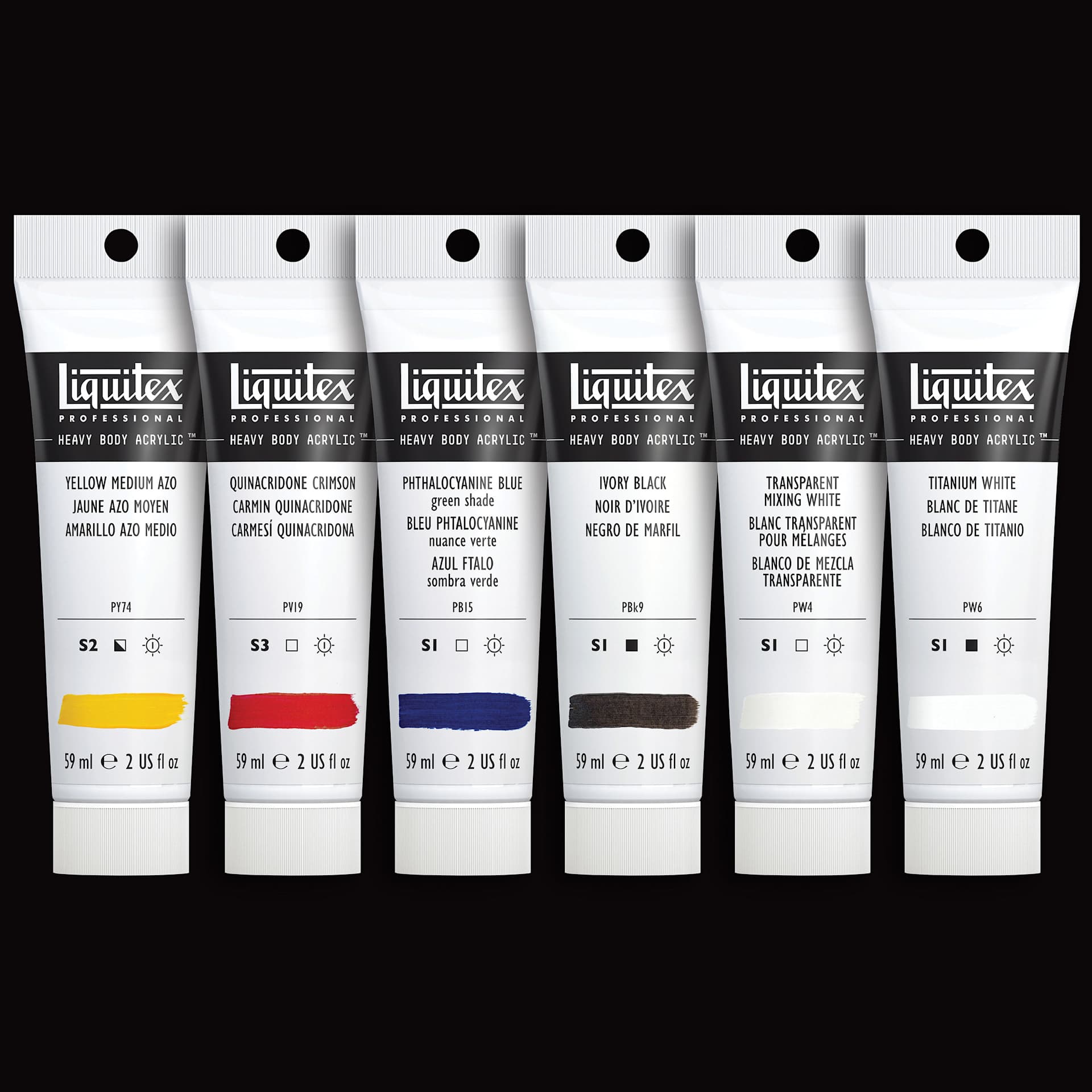 Liquitex Professional Heavy Body Acrylics - Set of 6, Mixing Colors, 59 ml, set contents