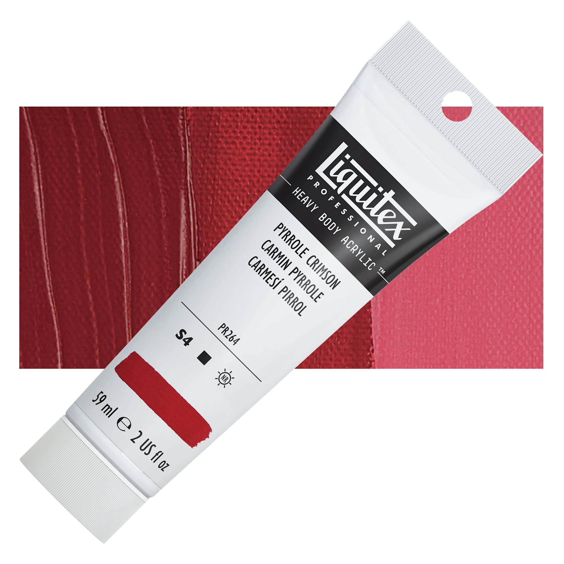 Liquitex Heavy Body Artist Acrylic - Pyrrole Crimson, 2 oz Tube and swatch