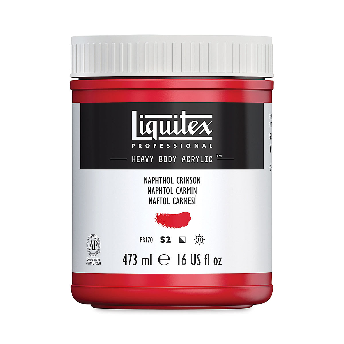 Liquitex Heavy Body Artist Acrylics - Naphthol Crimson, 16 oz Jar