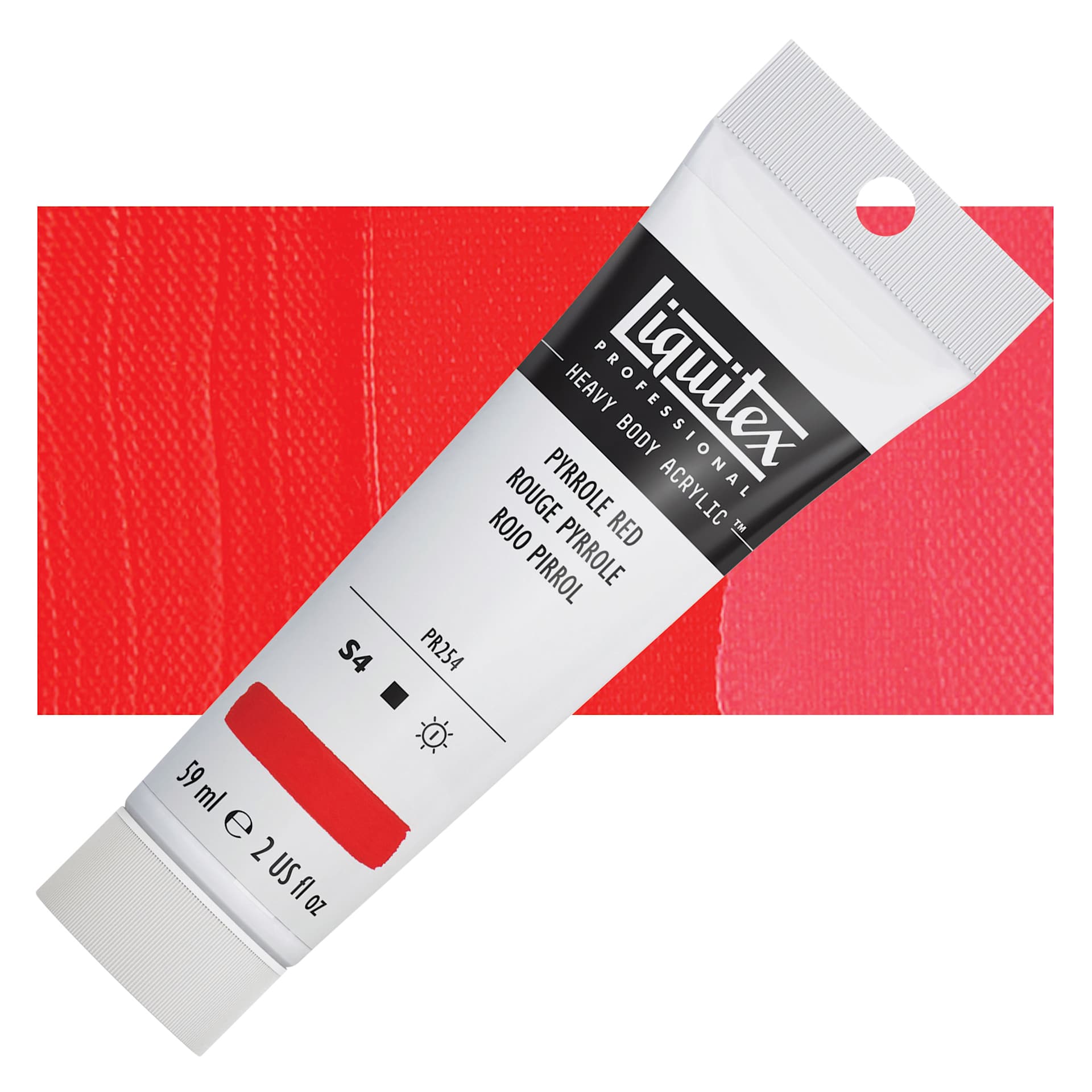 Liquitex Heavy Body Artist Acrylic - Pyrrole Red, 2 oz Tube and swatch