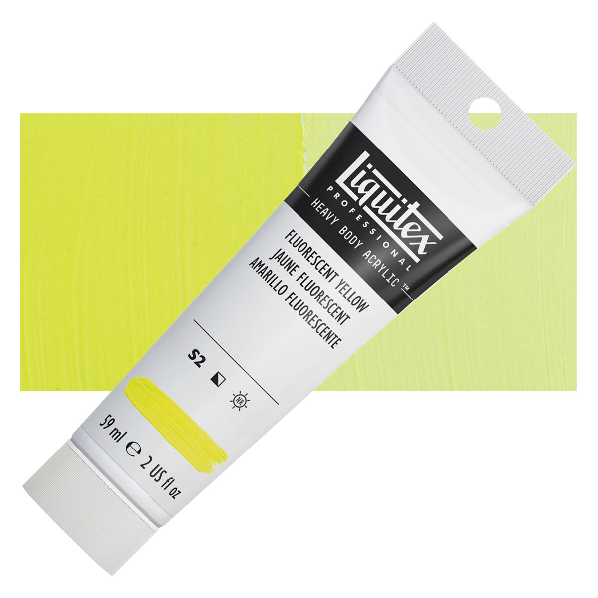 Liquitex Heavy Body Artist Acrylic - Fluorescent Yellow, 59 ml, Tube and swatch