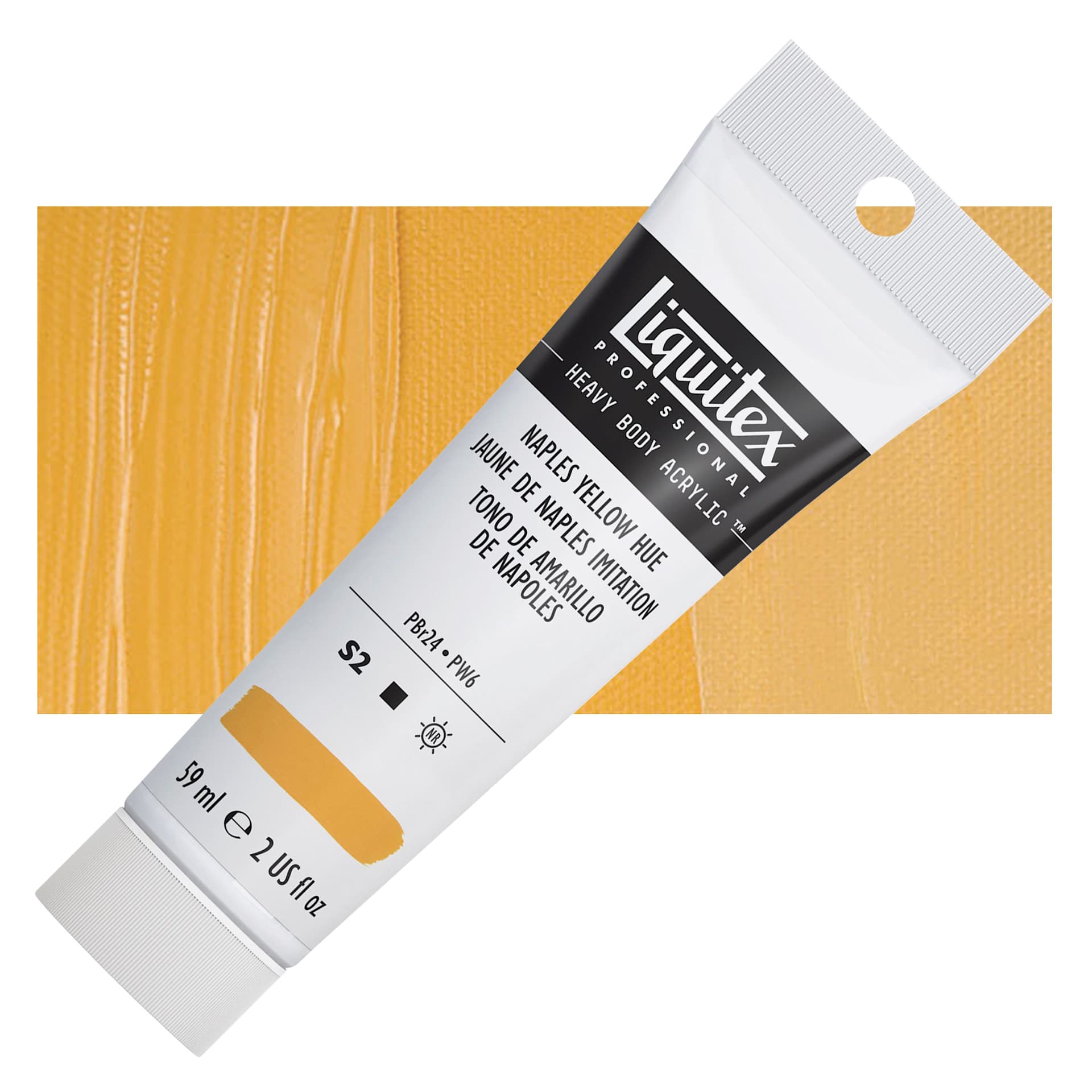 Liquitex Heavy Body Artist Acrylic - Naples Yellow Hue, 2 oz Tube and swatch