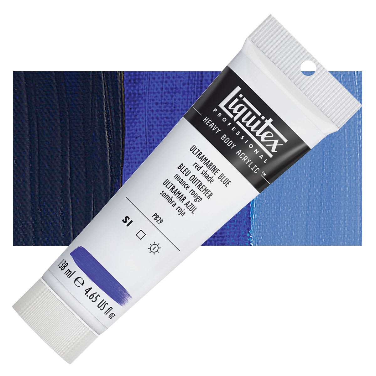 Liquitex Heavy Body Artist Acrylic - Ultramarine Blue (Red Shade), 138 ml, Tube and swatch