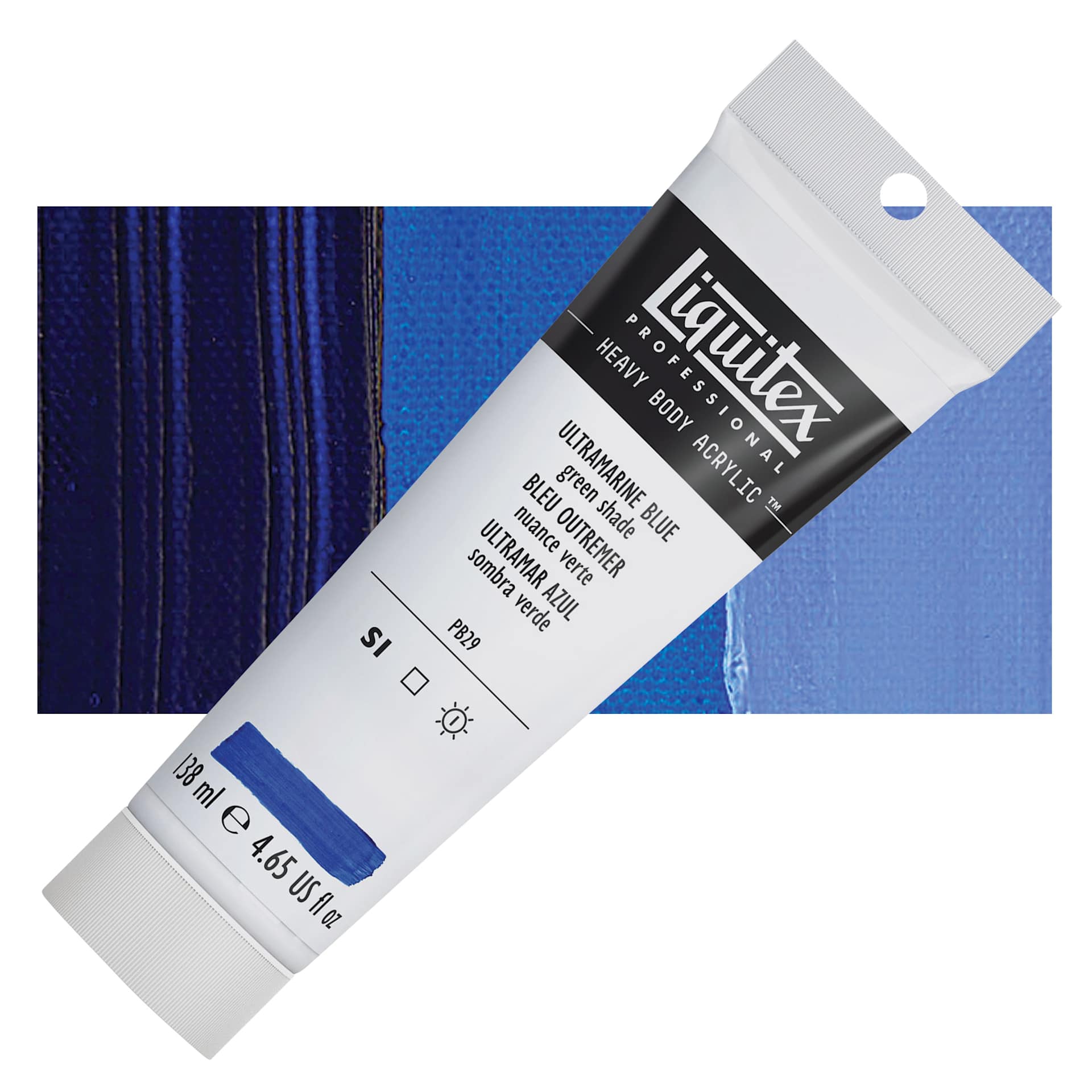 Liquitex Heavy Body Artist Acrylic - Ultramarine Blue (Green Shade), 4.65 oz Tube and swatch