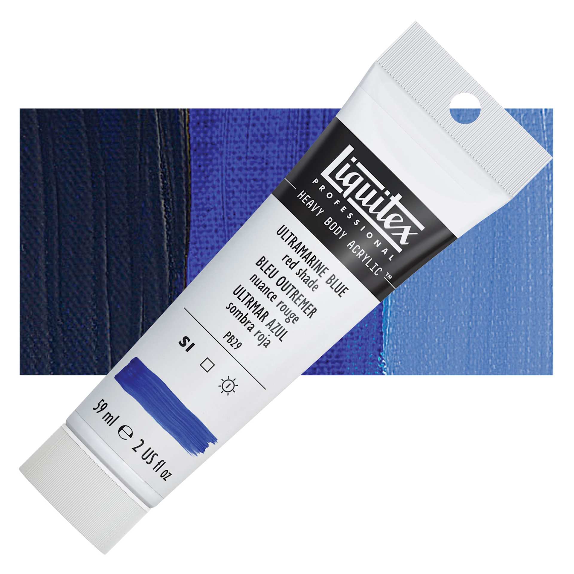 Liquitex Heavy Body Artist Acrylic - Ultramarine Blue (Red Shade), 2 oz Tube and swatch