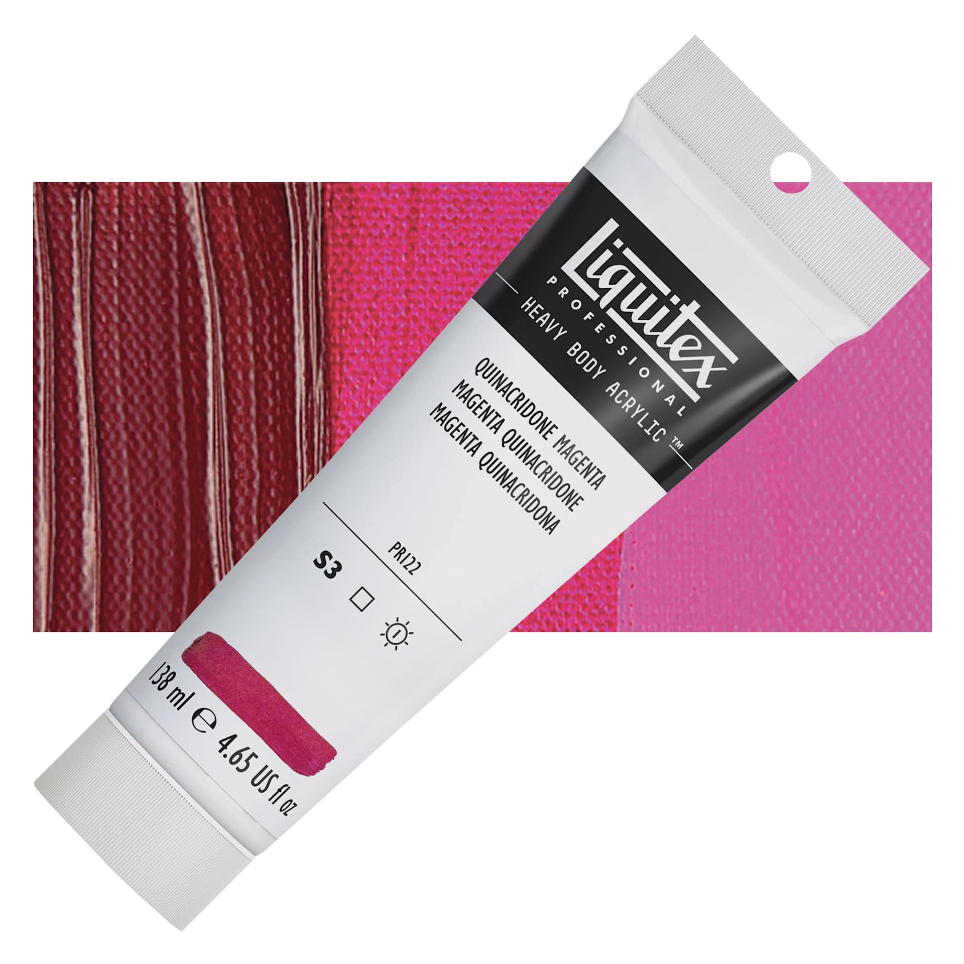 Liquitex Heavy Body Artist Acrylic - Quinacridone Magenta, 4.65 oz Tube and swatch