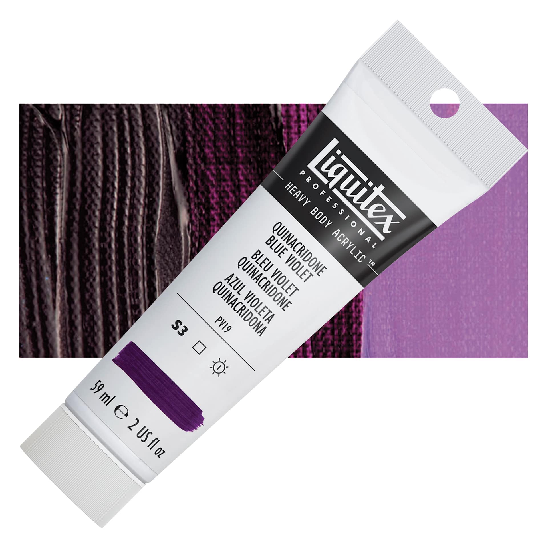Liquitex Heavy Body Artist Acrylic - Quinacridone Blue Violet, 2 oz Tube and swatch