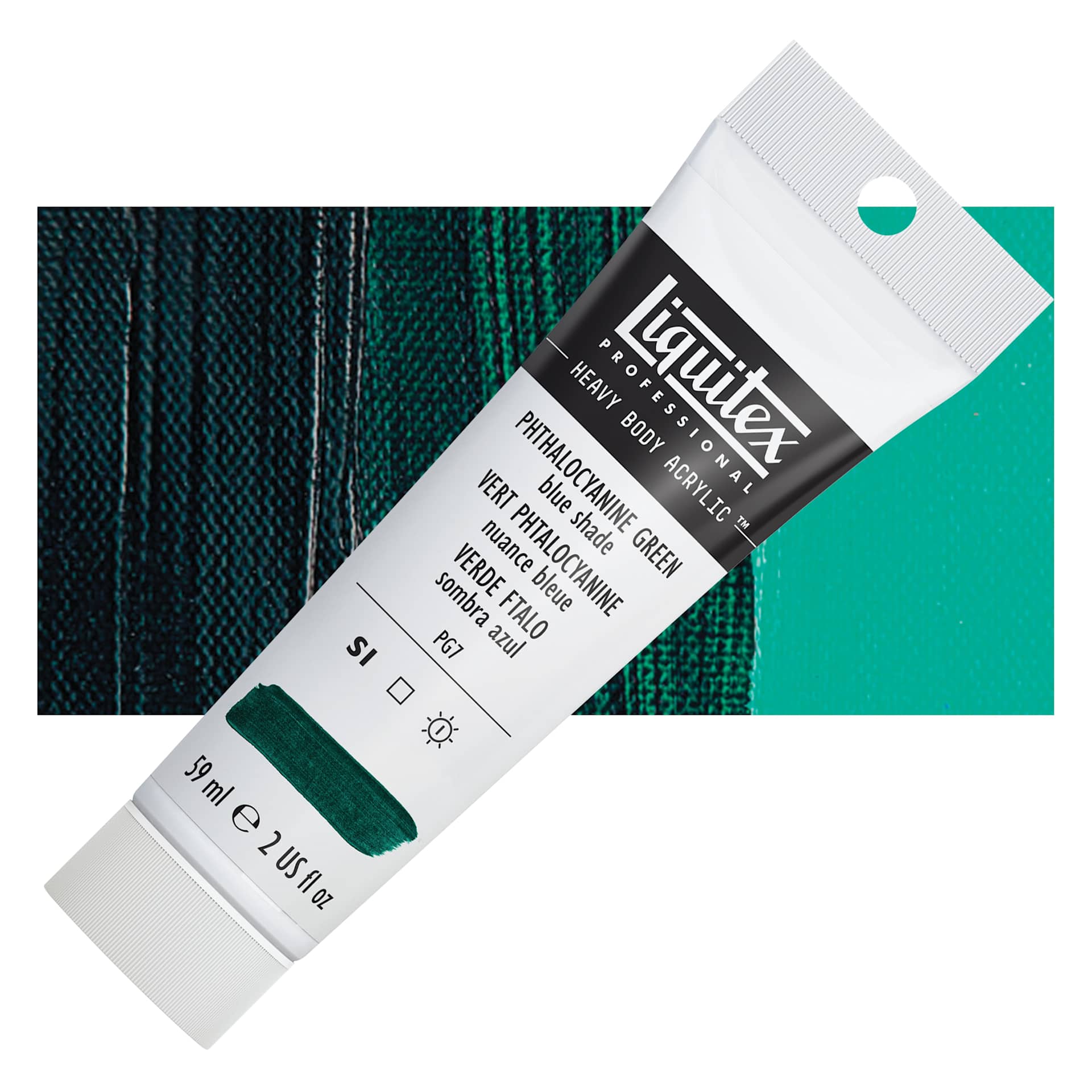 Liquitex Heavy Body Artist Acrylic - Phthalo Green (Blue Shade), 2 oz Tube and swatch