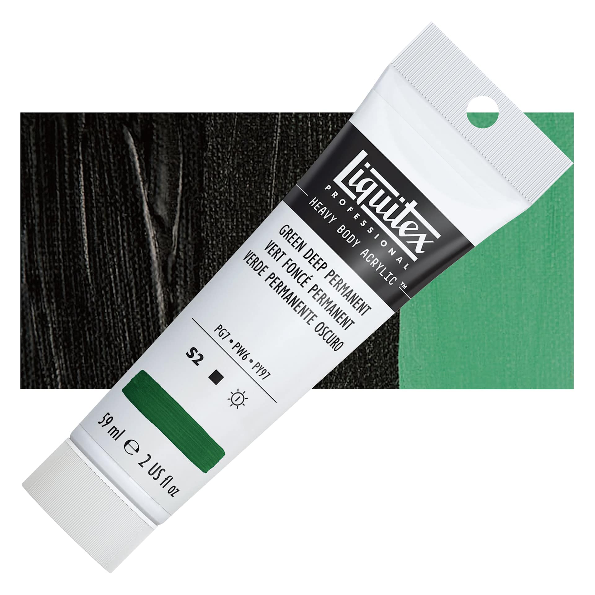 Liquitex Heavy Body Artist Acrylic - Green Deep Permanent, 2 oz Tube and swatch