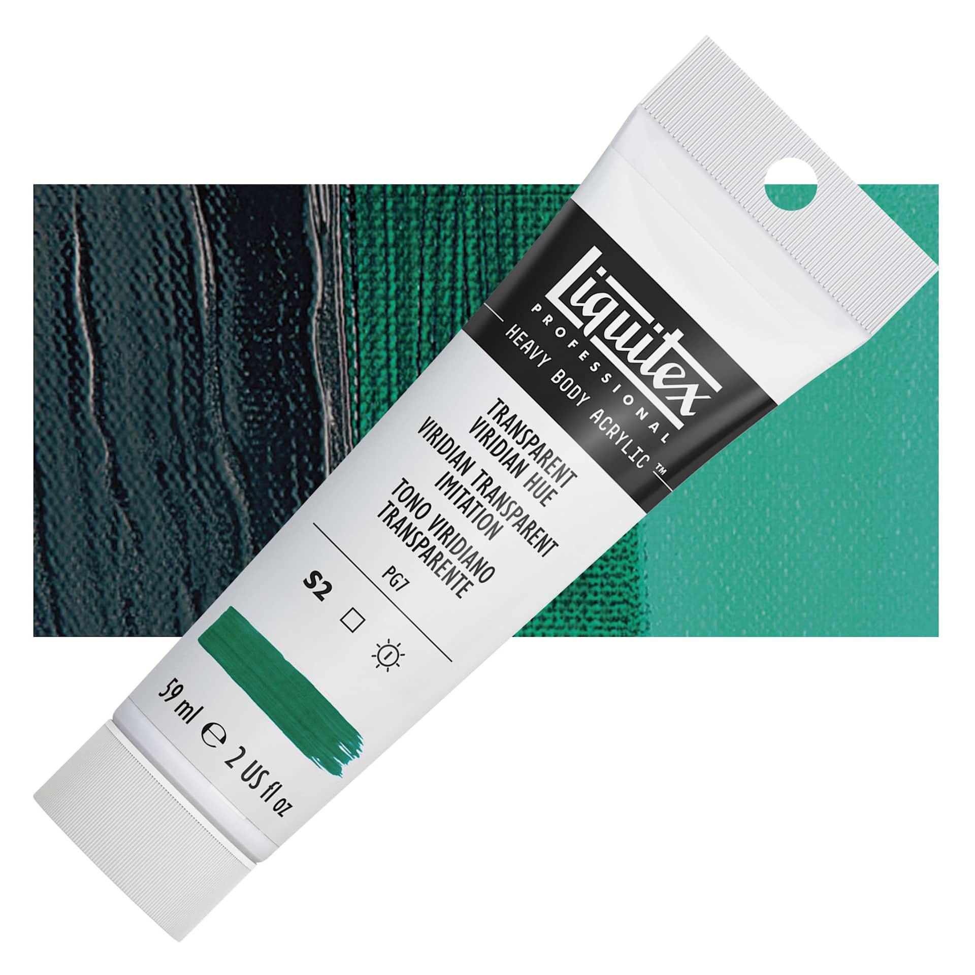 Liquitex Heavy Body Artist Acrylic - Transparent Viridian Hue, 2 oz Tube and swatch