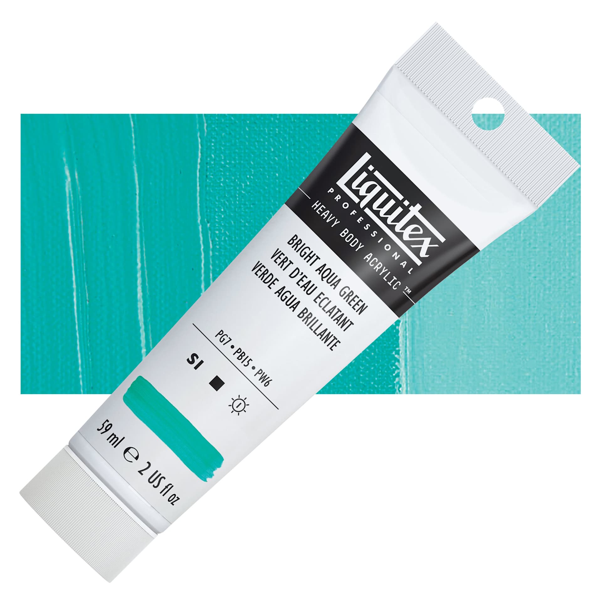 Liquitex Heavy Body Artist Acrylic - Bright Aqua Green, 2 oz Tube and swatch