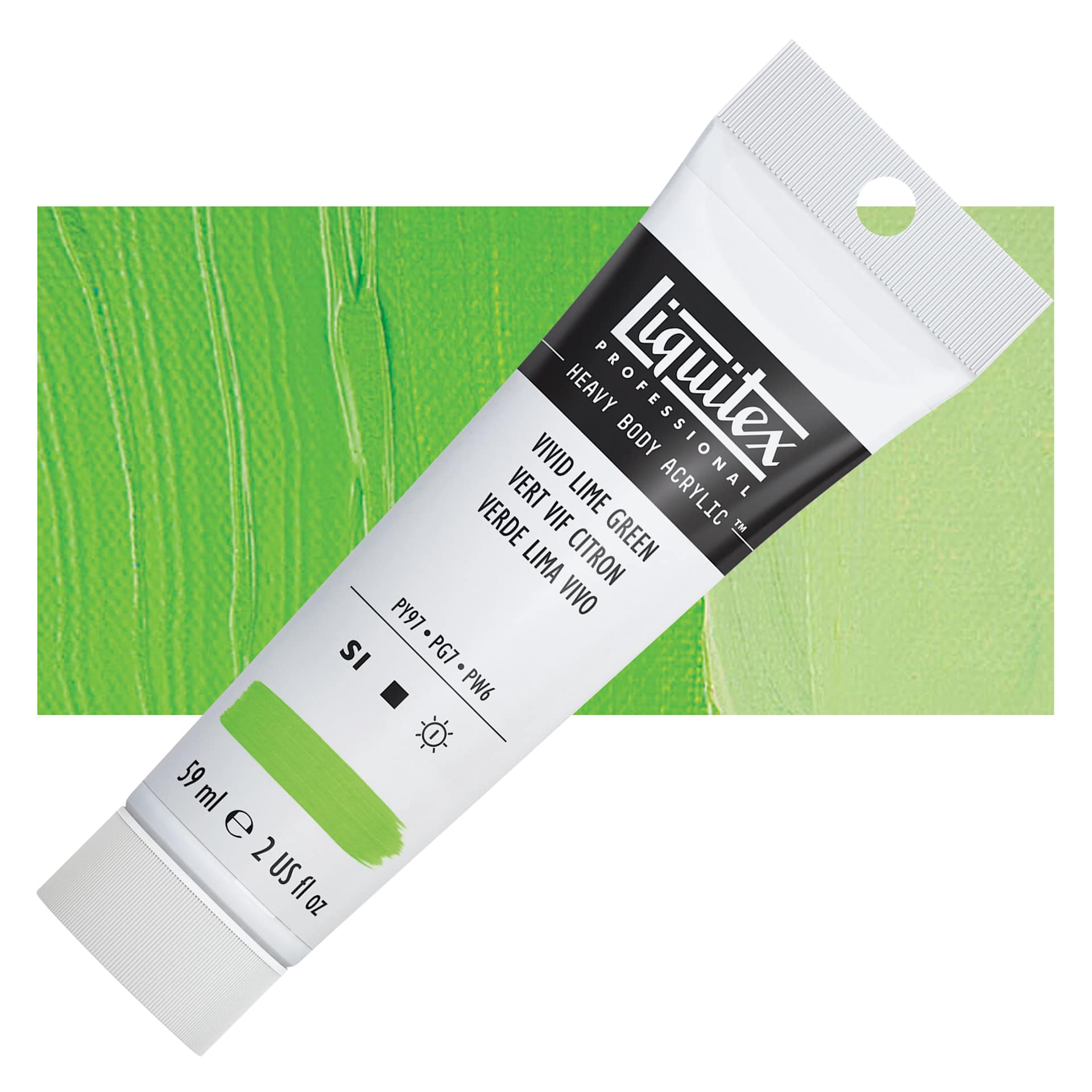 Liquitex Heavy Body Artist Acrylic - Vivid Lime Green, 2 oz Tube and swatch