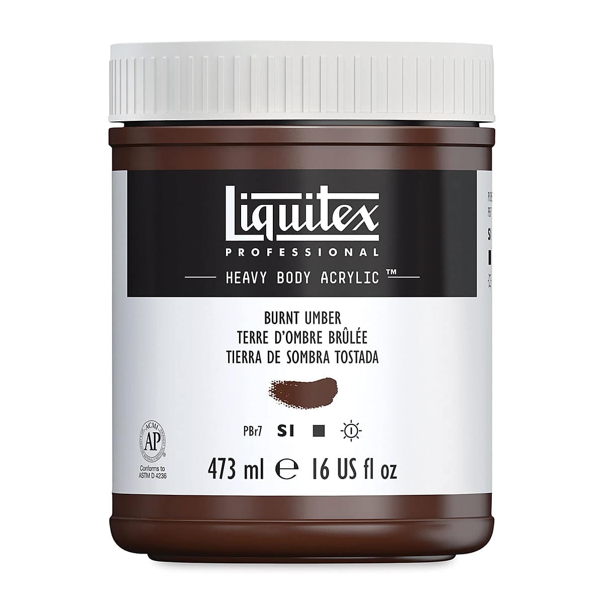 Liquitex Heavy Body Artist Acrylics - Burnt Umber, 16 oz Jar
