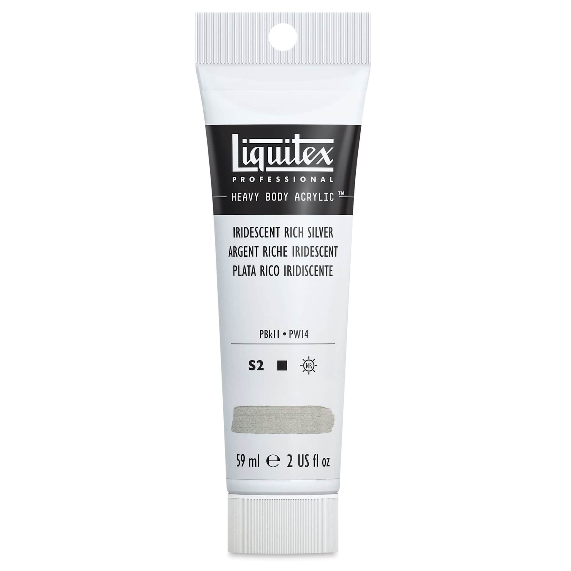Liquitex Heavy Body Artist Acrylics - Iridescent Rich Silver, 2 oz Tube