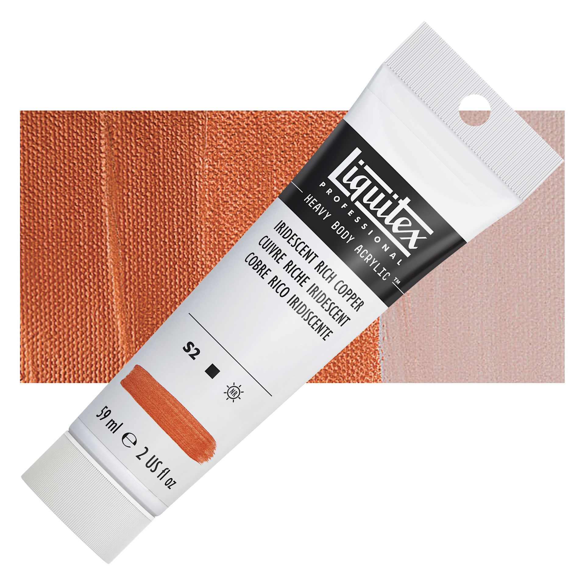 Liquitex Heavy Body Artist Acrylic - Iridescent Rich Copper, 2 oz Tube and swatch