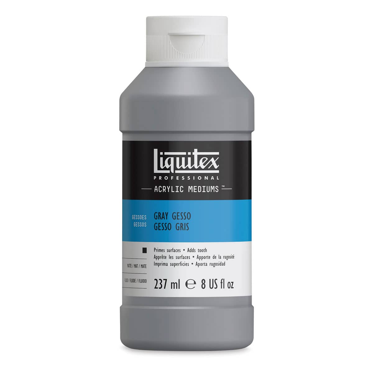 Liquitex Acryli Gesso-Neutral Gray 8oz. Front of bottle.