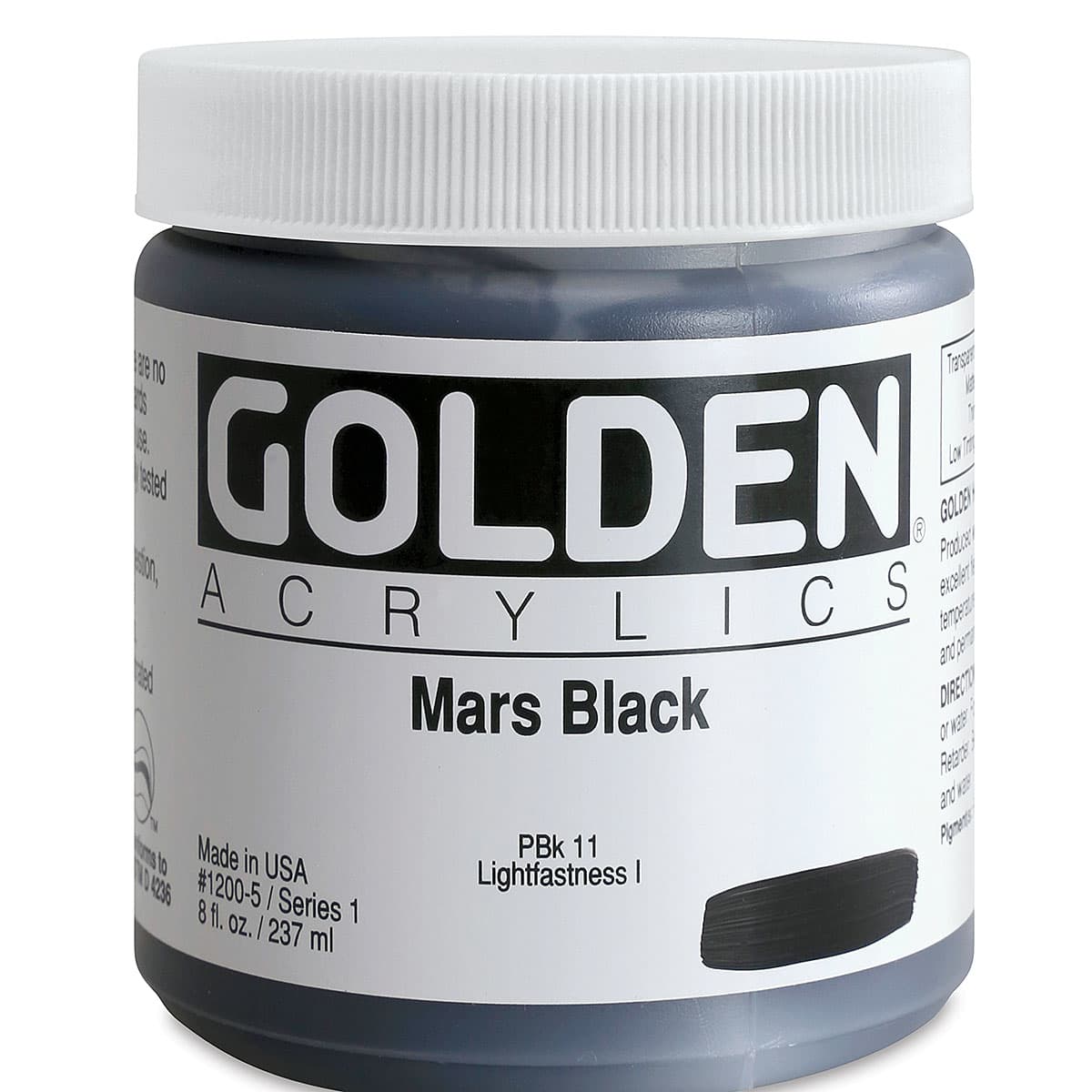 Golden Heavy Body Artist Acrylics - Mars Black, 8 oz Jar