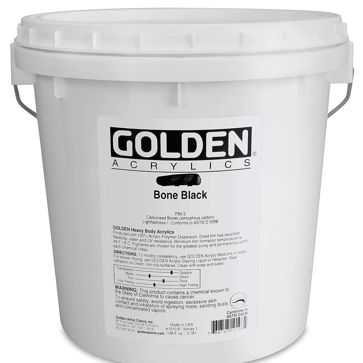 Golden Heavy Body Artist Acrylics - Bone Black, 128 oz jar